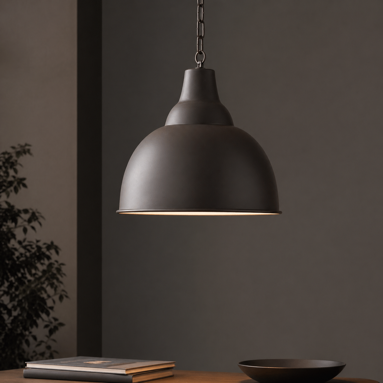 Lampadario nero h 155 d 55 cm in metallo