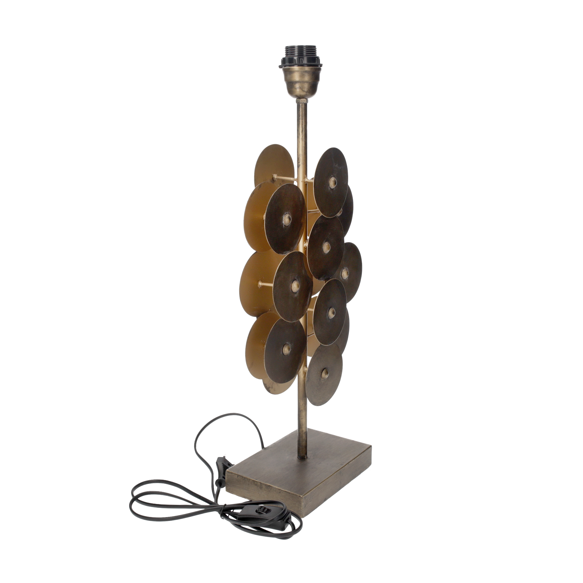 Base lampada scudi h 57x18x12 cm in metallo oro