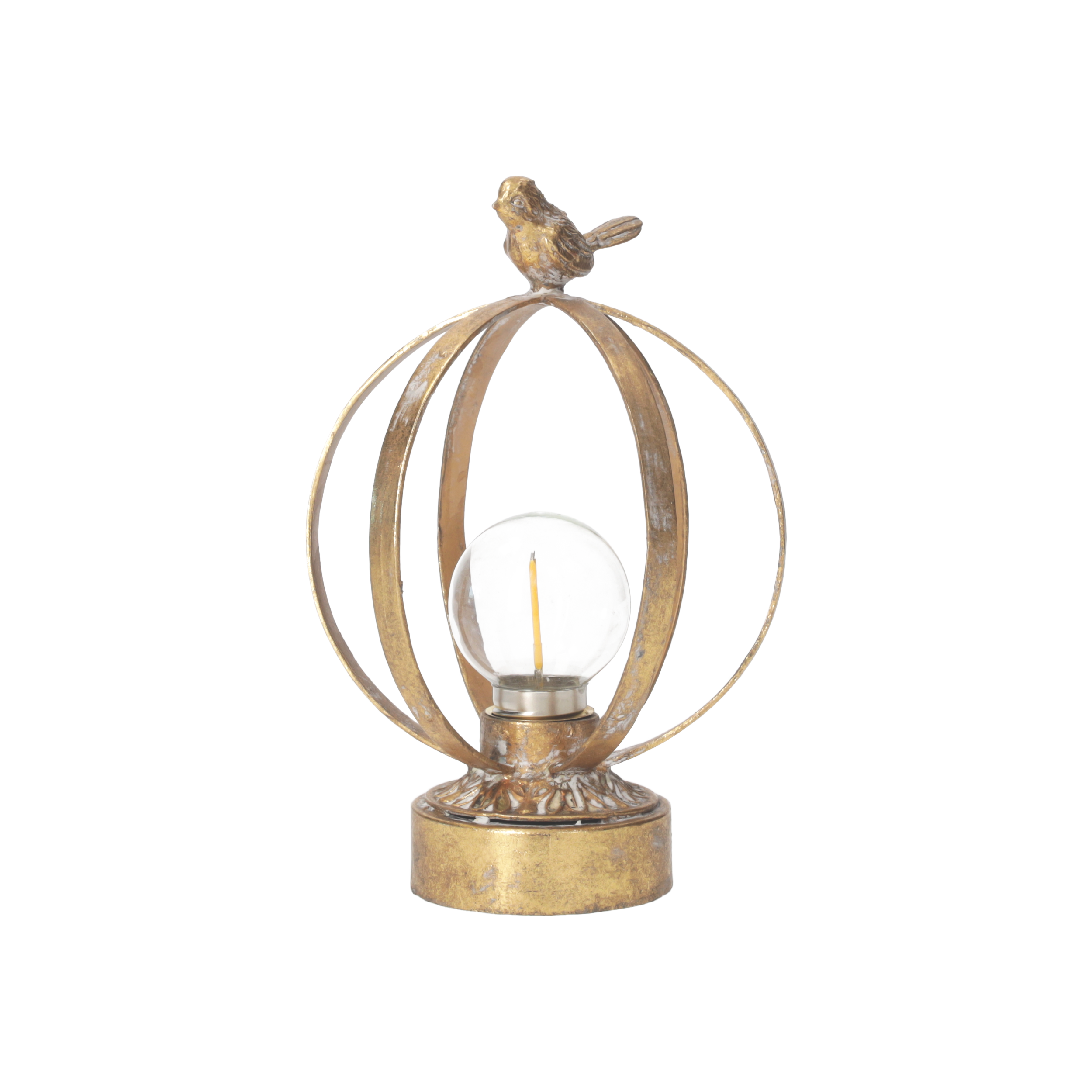 Lampada piccola con uccellino h 20 d 14 cm in metallo
