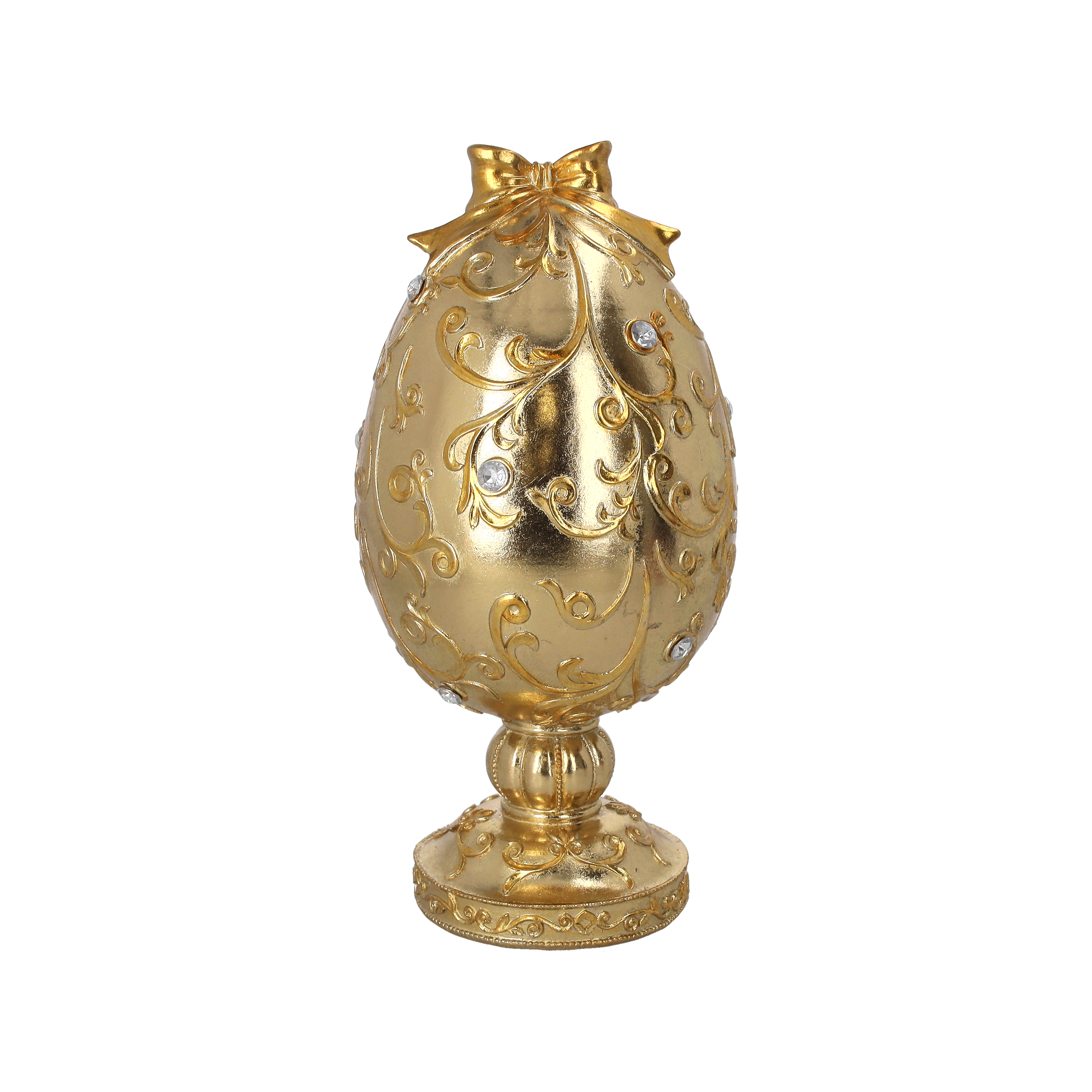 Uovo decorativo resina gold con strass H30 D15