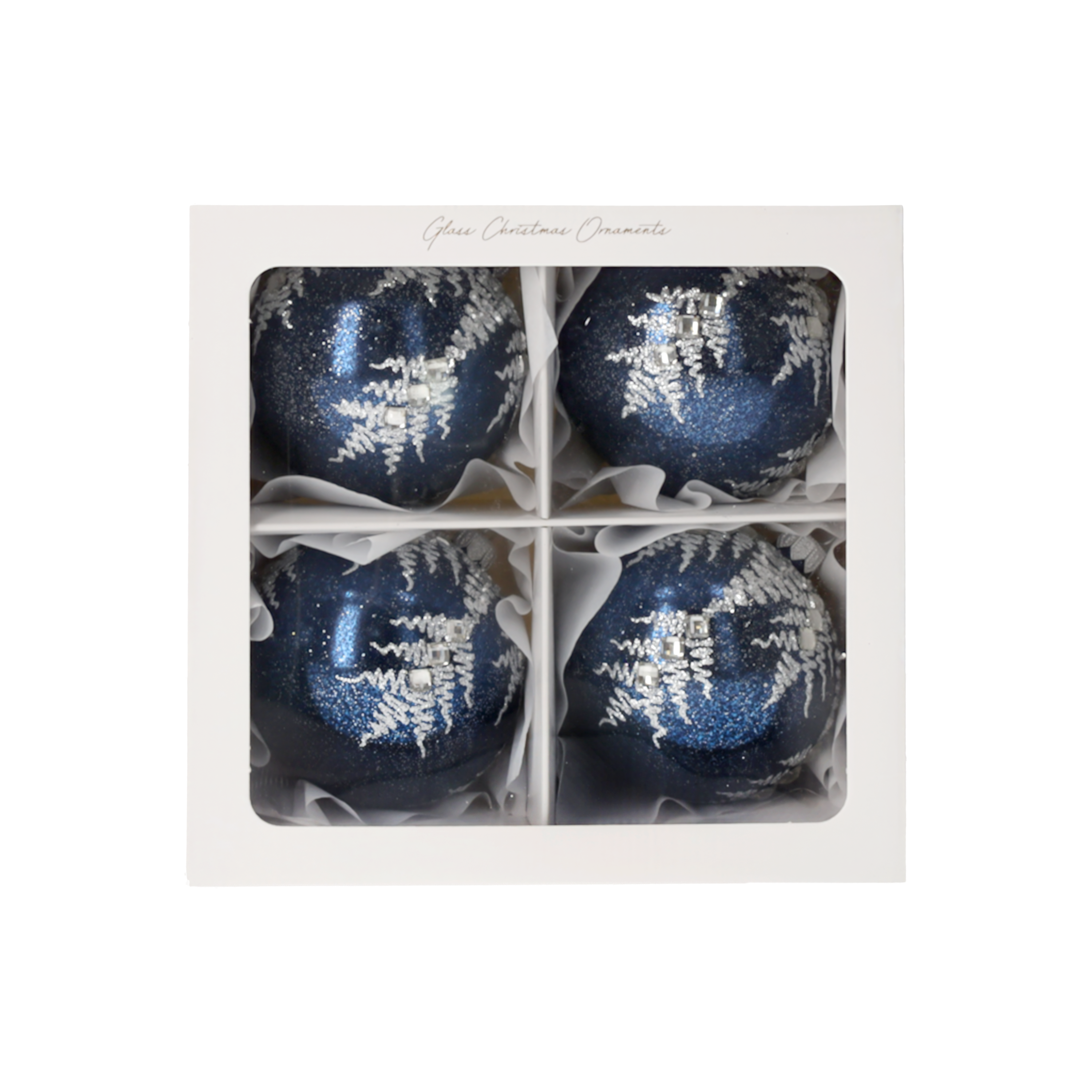 Set 4 palline natalizie in vetro blu Ø 8 cm