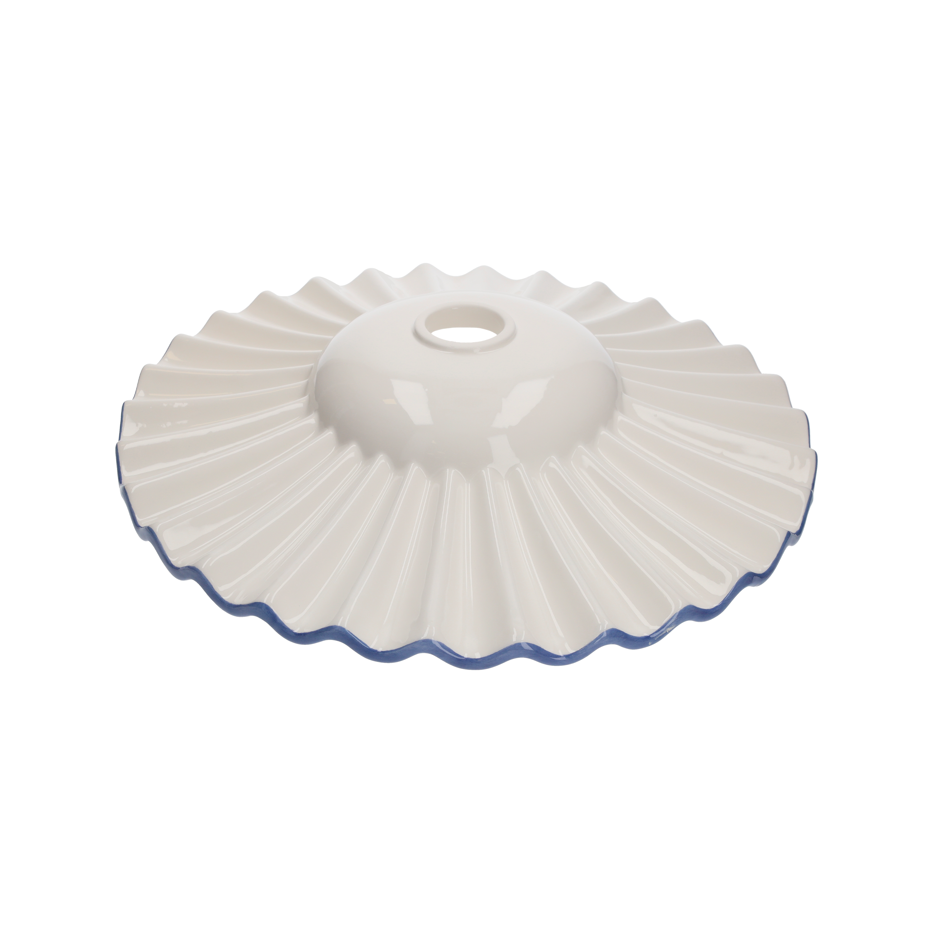 Paralume in ceramica d 39 h 8 cm bordo blu
