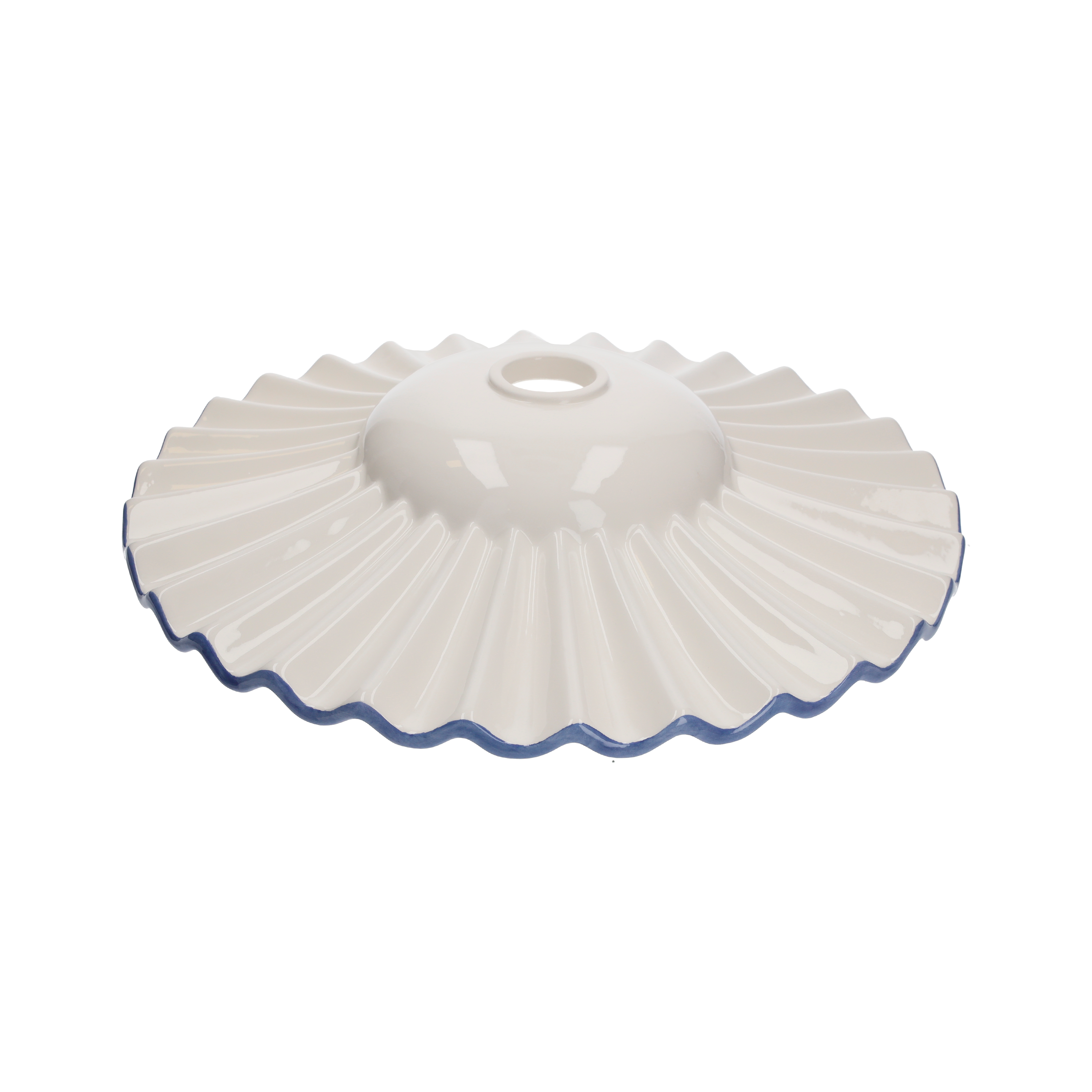 Paralume in ceramica d 39 h 8 cm bordo blu