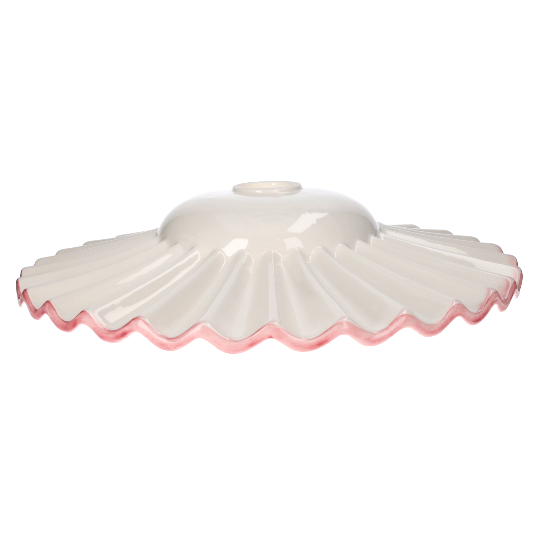 Paralume in ceramica d 39 h 8 cm bordo rosa