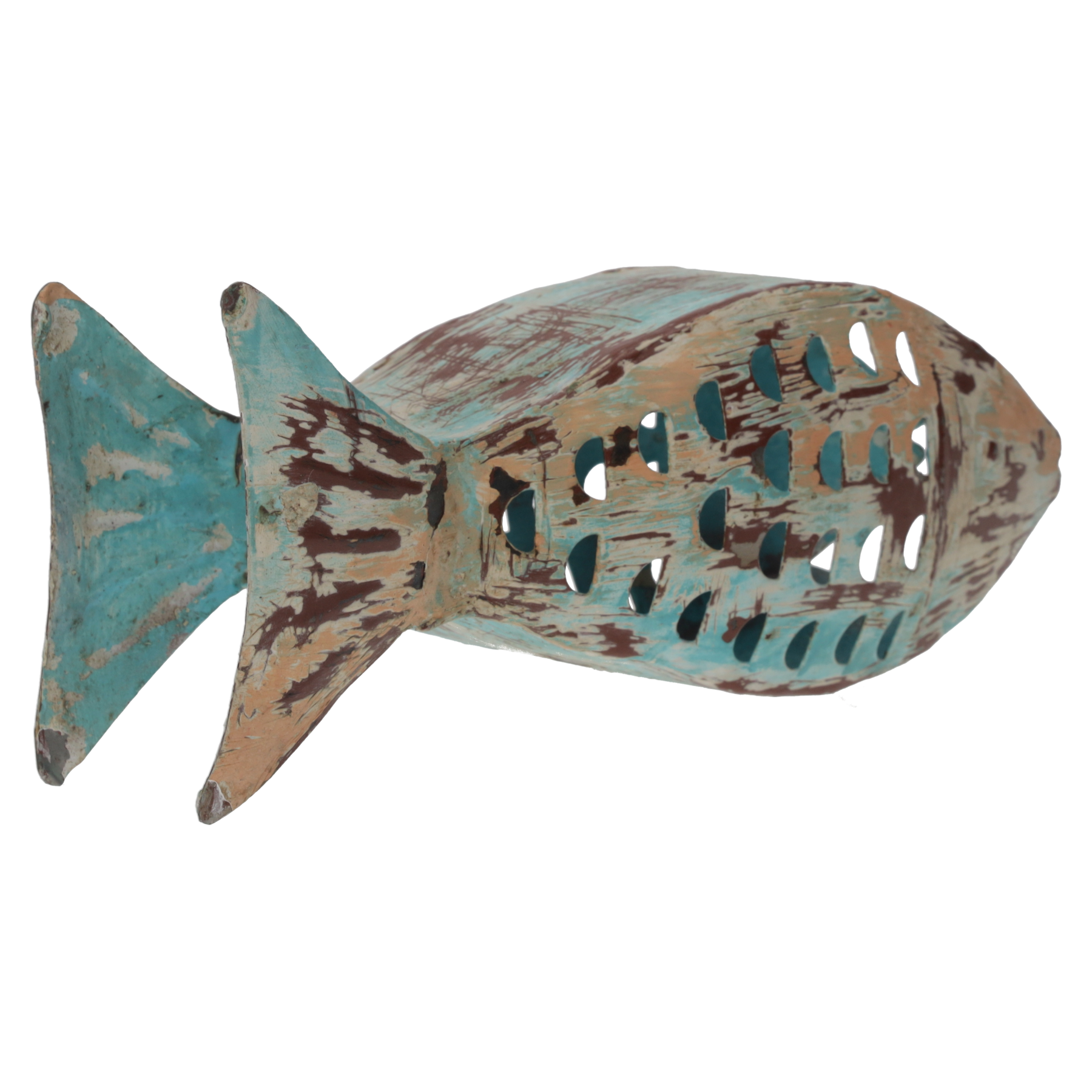 Pesce portacandela in ferro stile marino decorativo