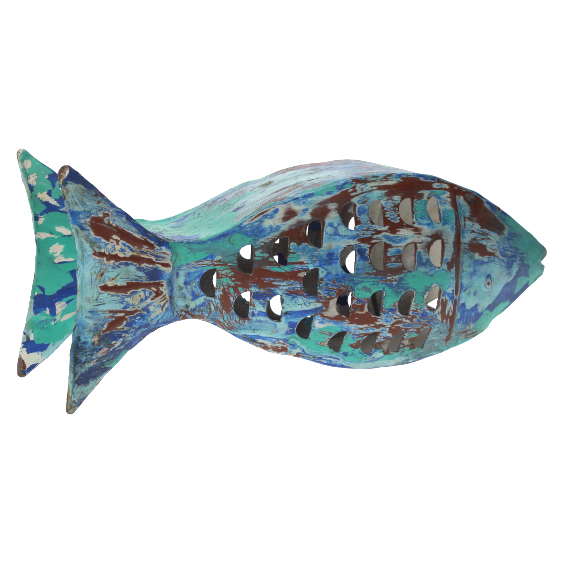 Portacandela pesce in ferro design nautico