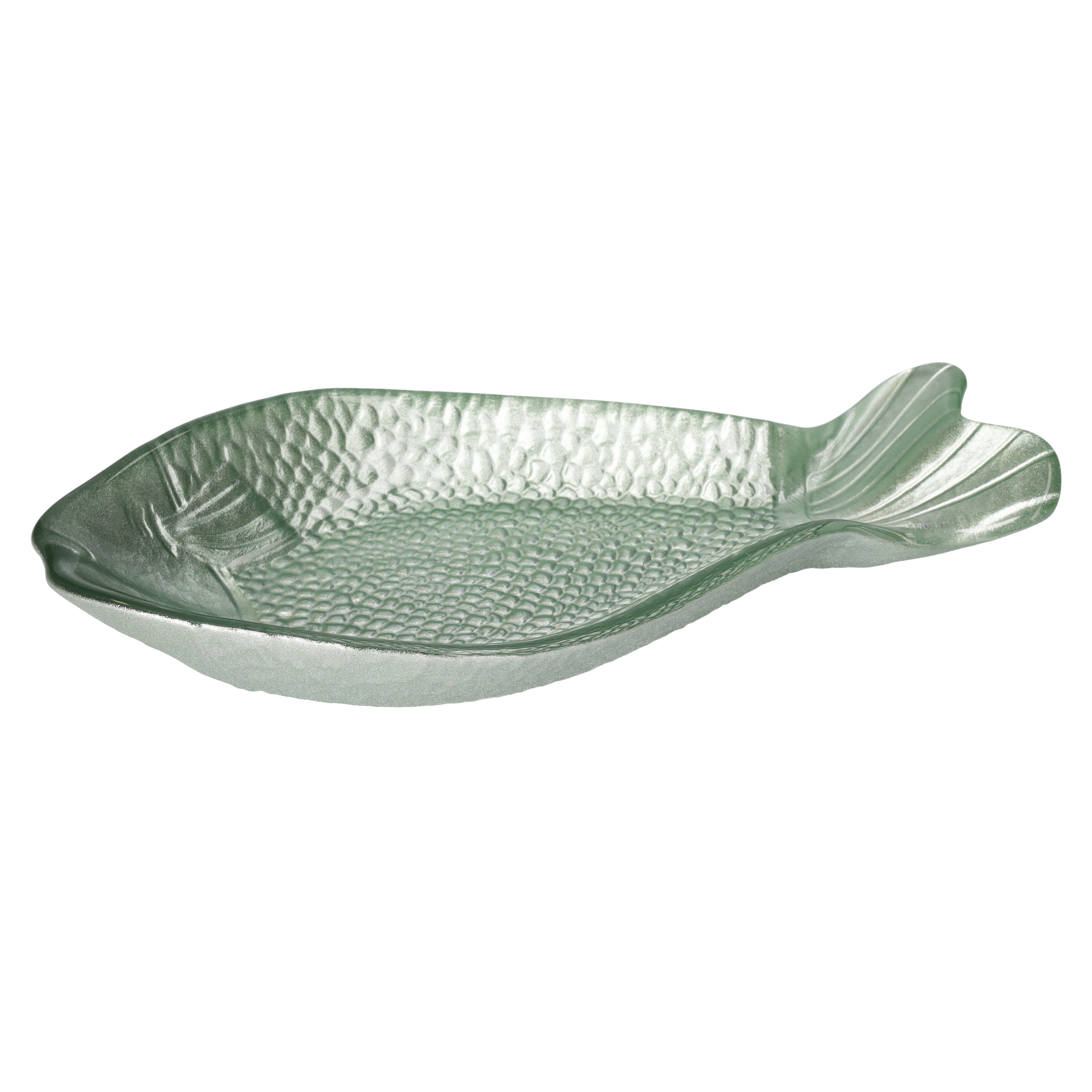 Piatto pesce green in vetro 25 x 12 cm
