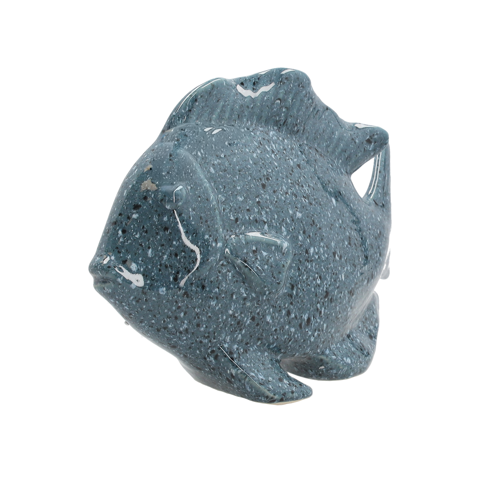 Pesce effetto granito azzurro in ceramica h 22 x 31 x 12 cm