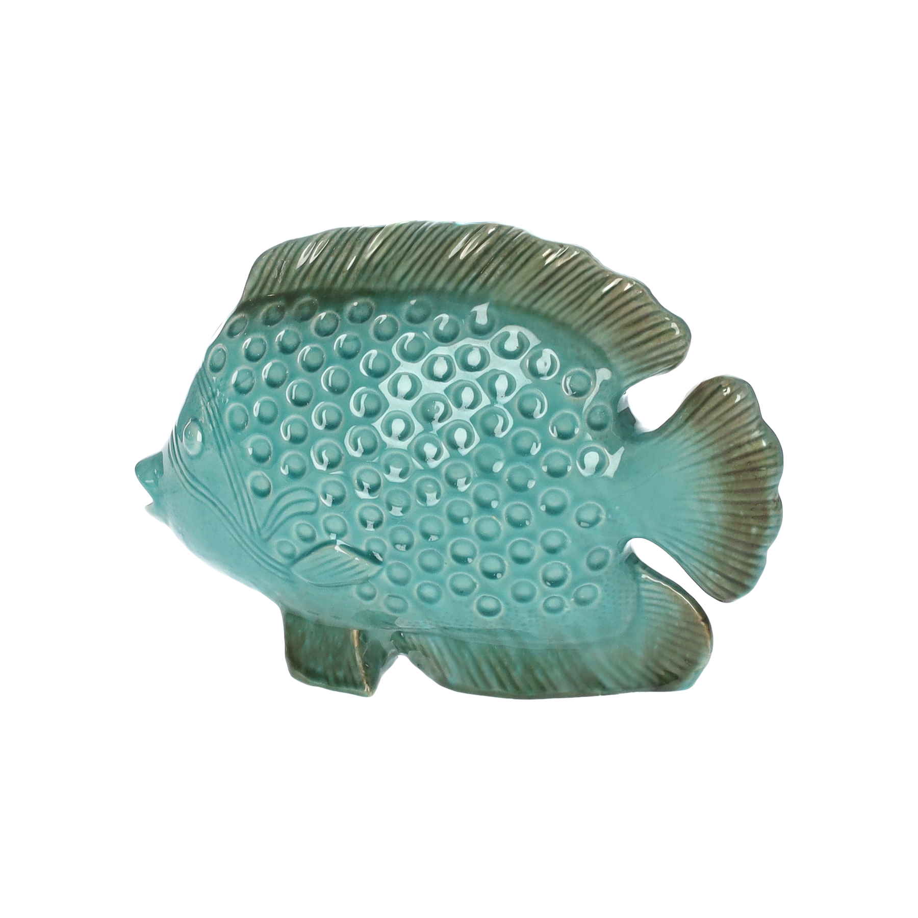 Pesce decorativo ceramica verde H25x35x9