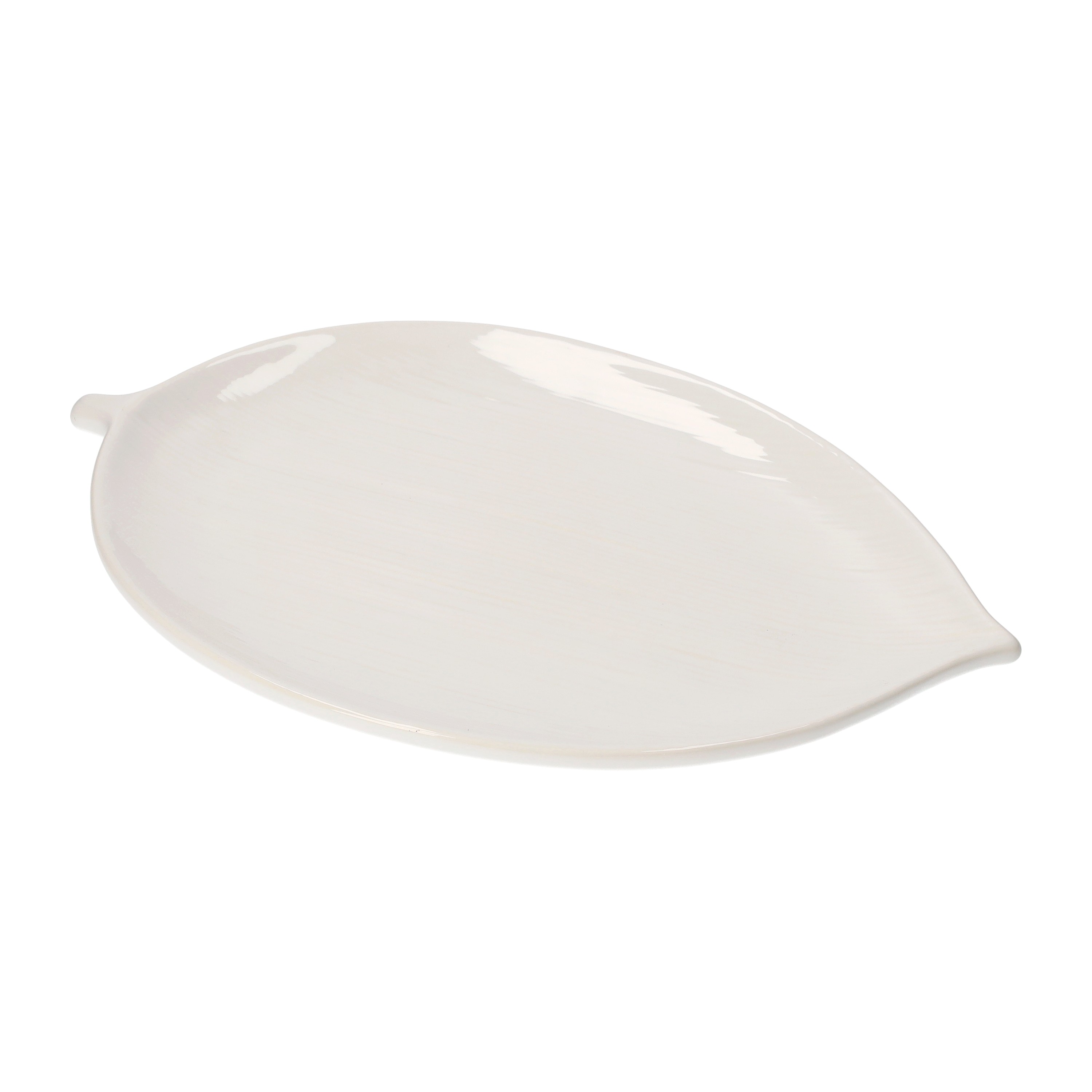 Piatto foglia bianco in ceramica 34x22x3 cm