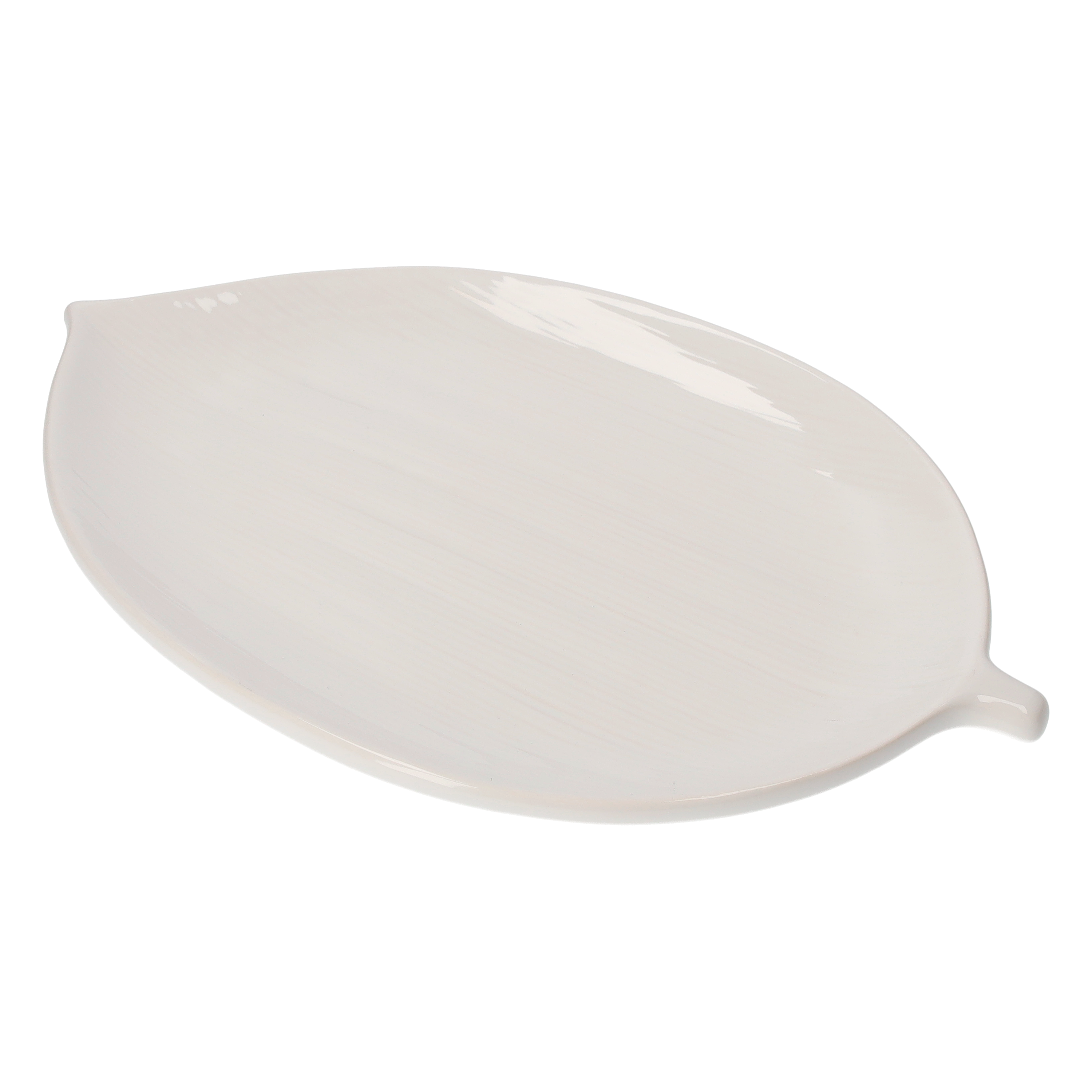 Piatto foglia bianco in ceramica 34x22x3 cm