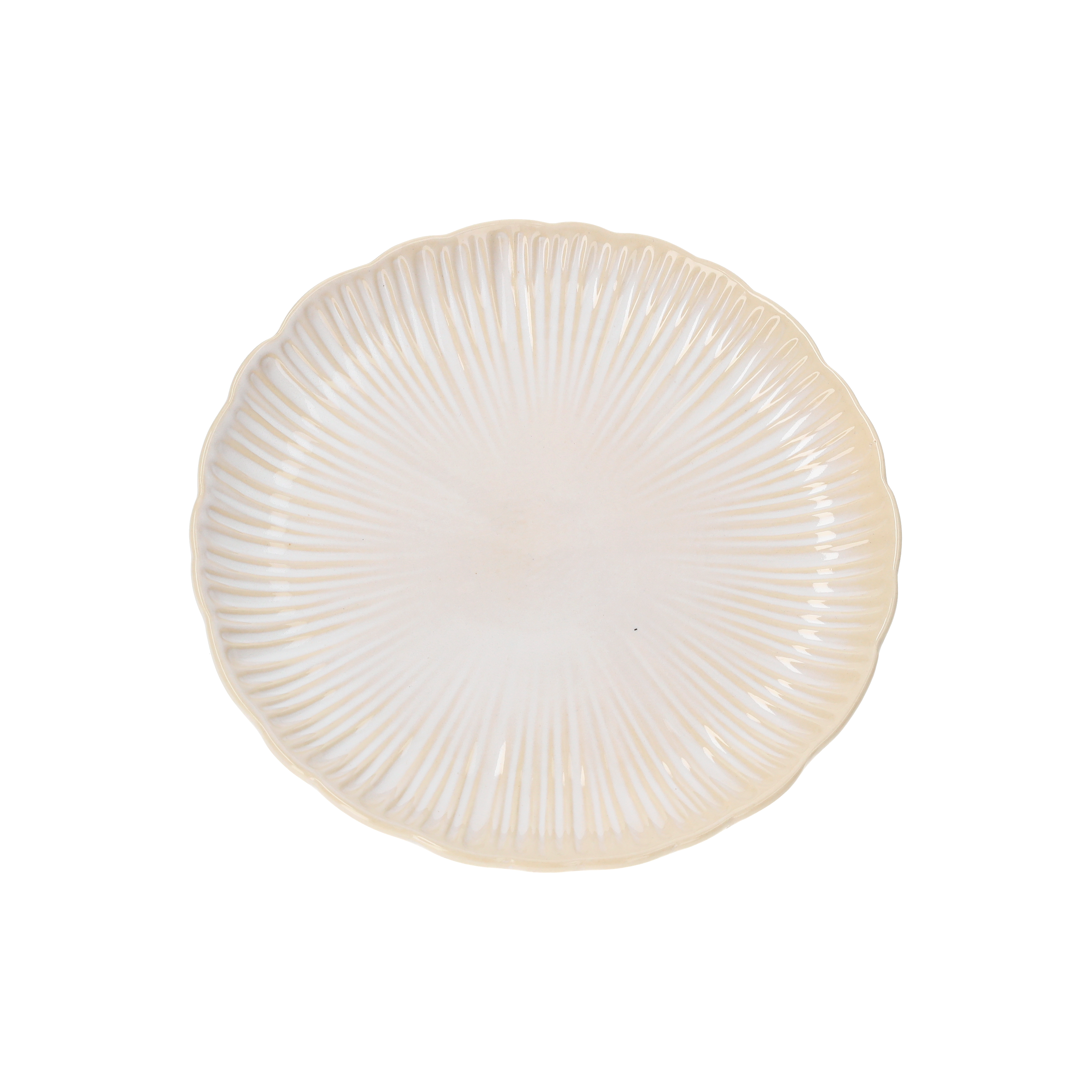 Piatto piano dolce/frutta color crema in ceramica d 22 cm