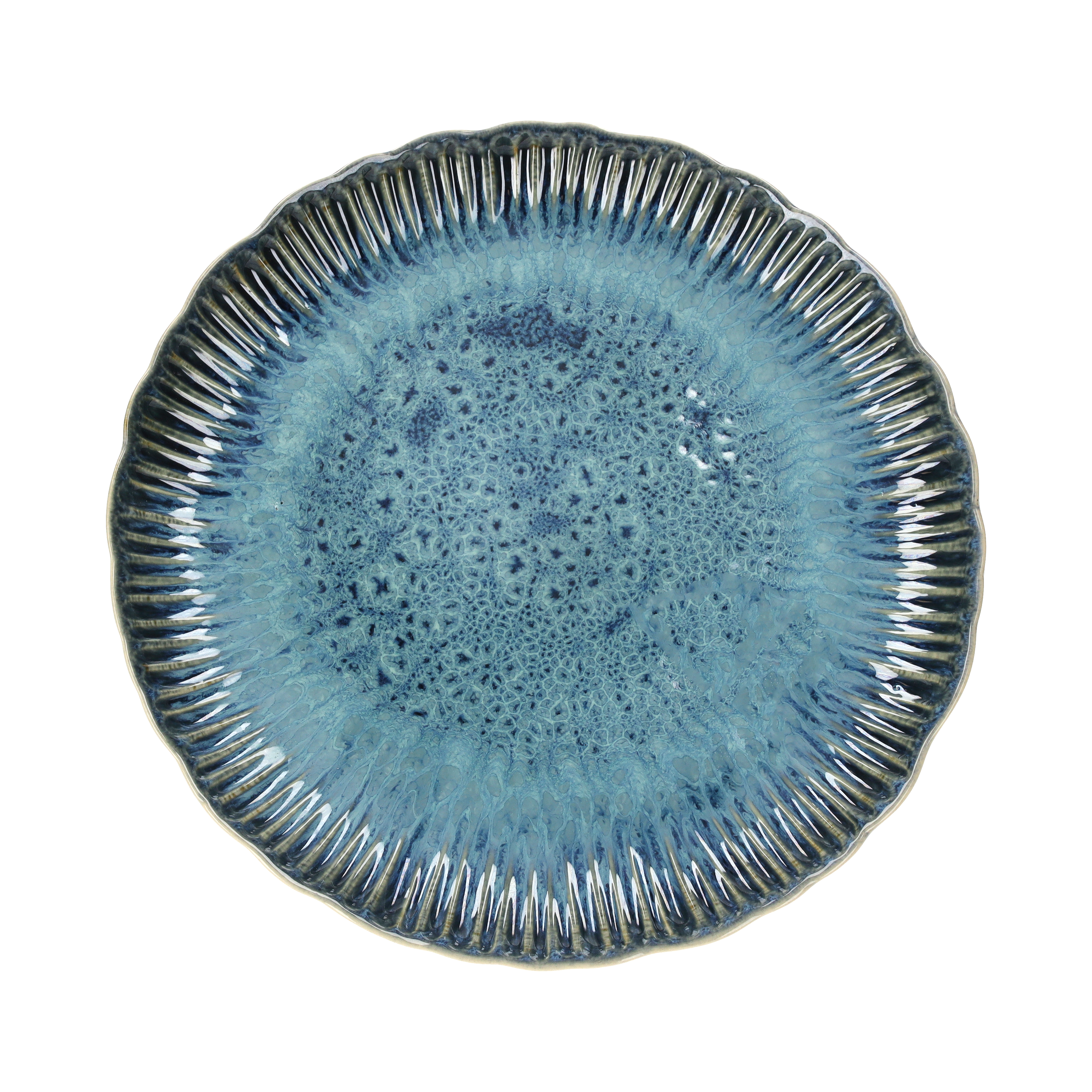 Piatto piano turchese in ceramica d 29 h 3 cm