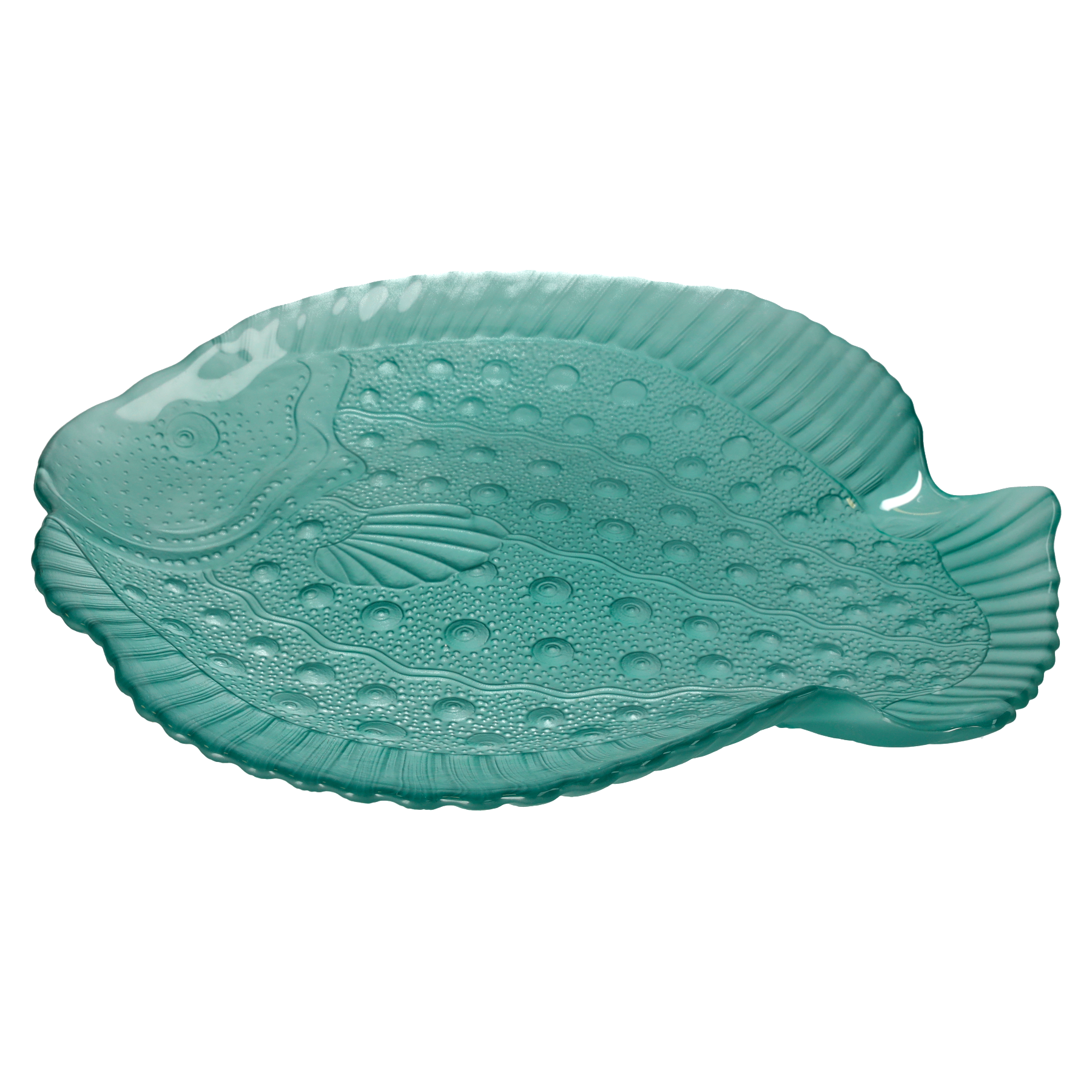 Piatto pesce rombo verde in vetro 40 x 36 cm