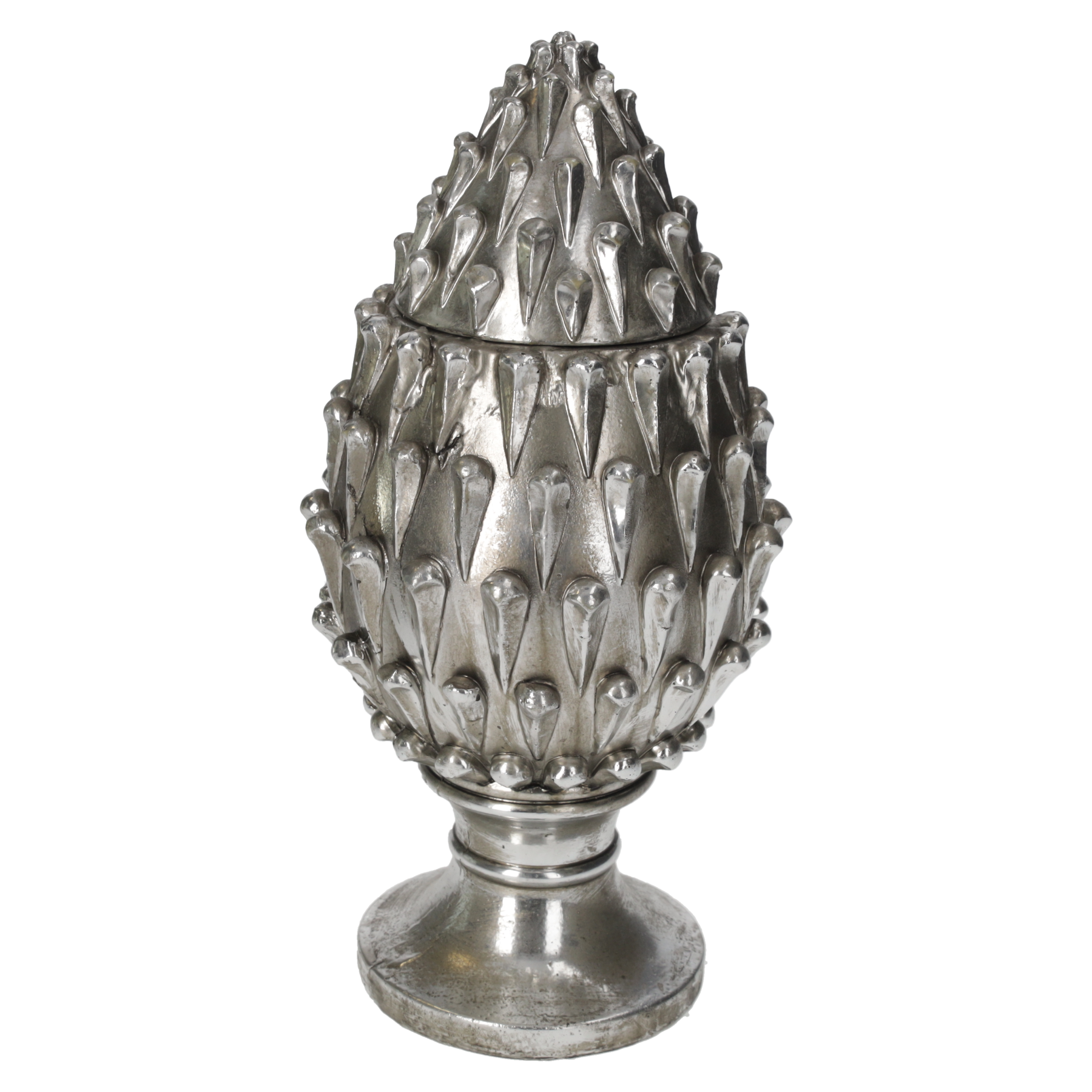 Pigna silver portaoggetti in resina h 32 x Ø 15 cm