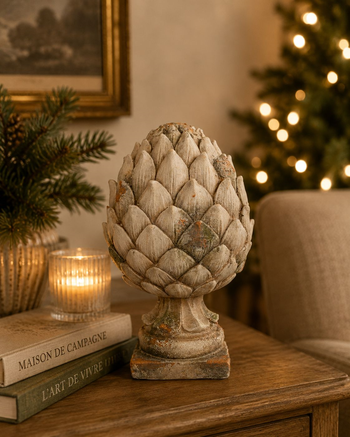 Pigna decorativa in resina rustica h 43 x 25 cm