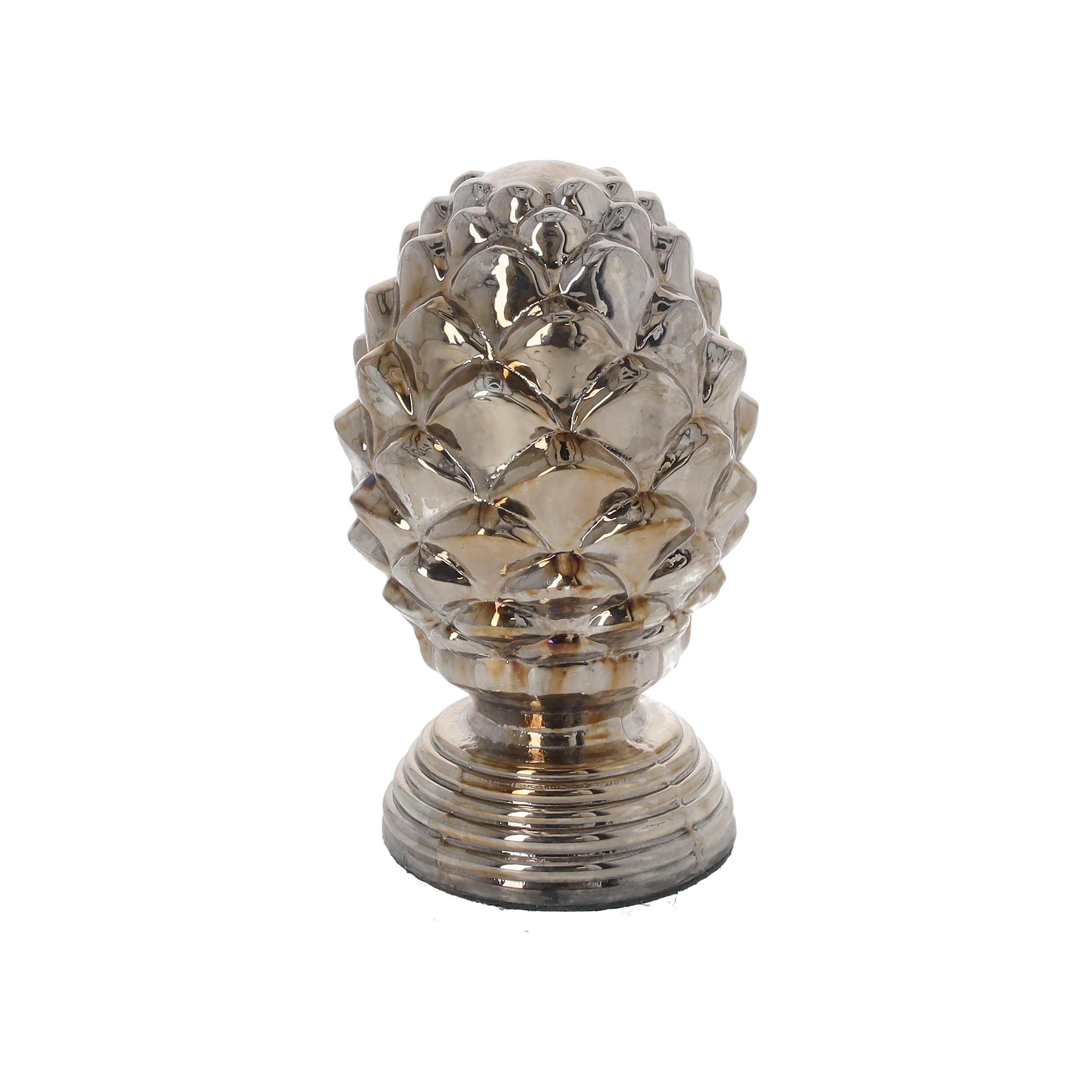 Pigna decorativa in vetro gold/silver h 26 x 16 cm