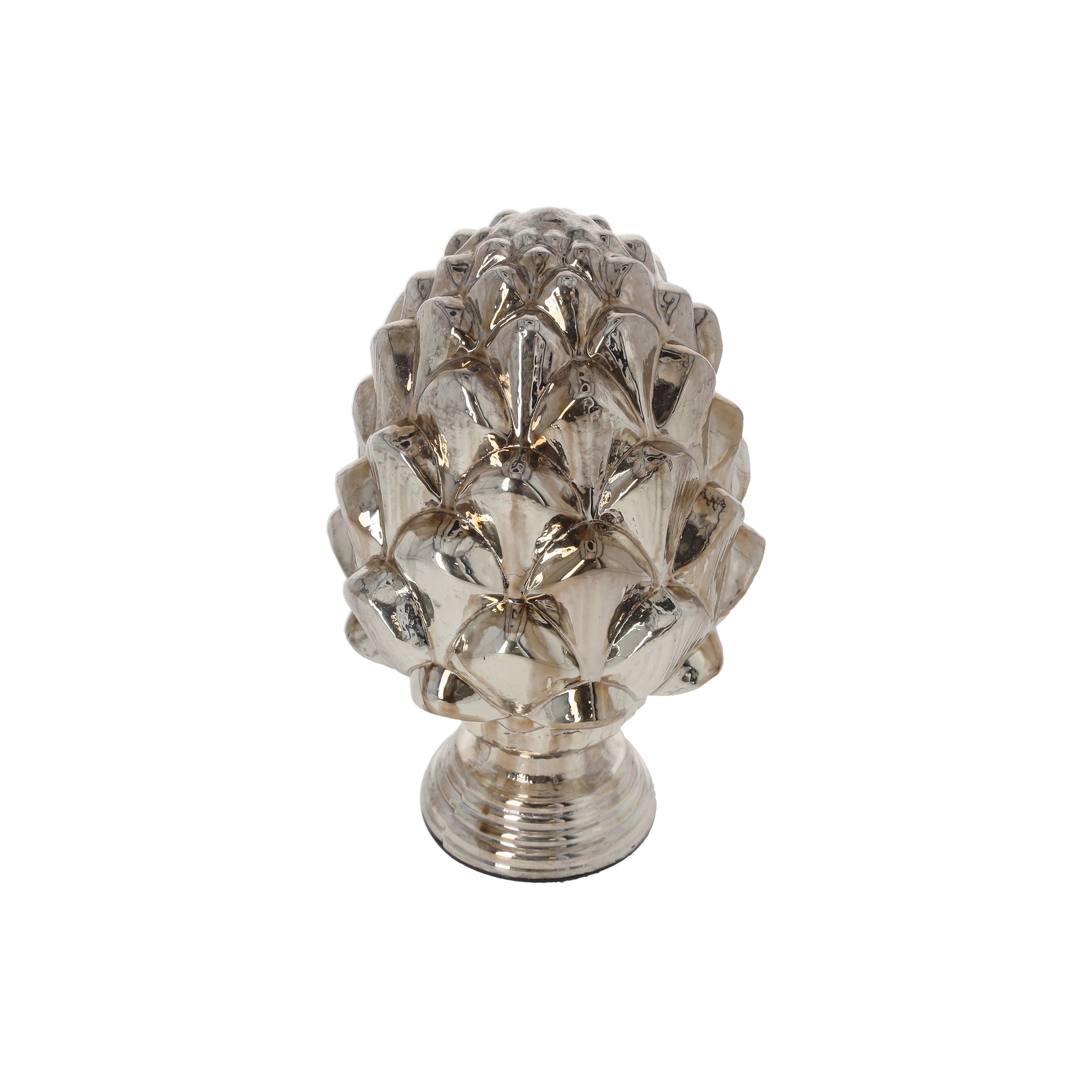 Pigna decorativa in vetro gold/silver h 19 x 10 cm