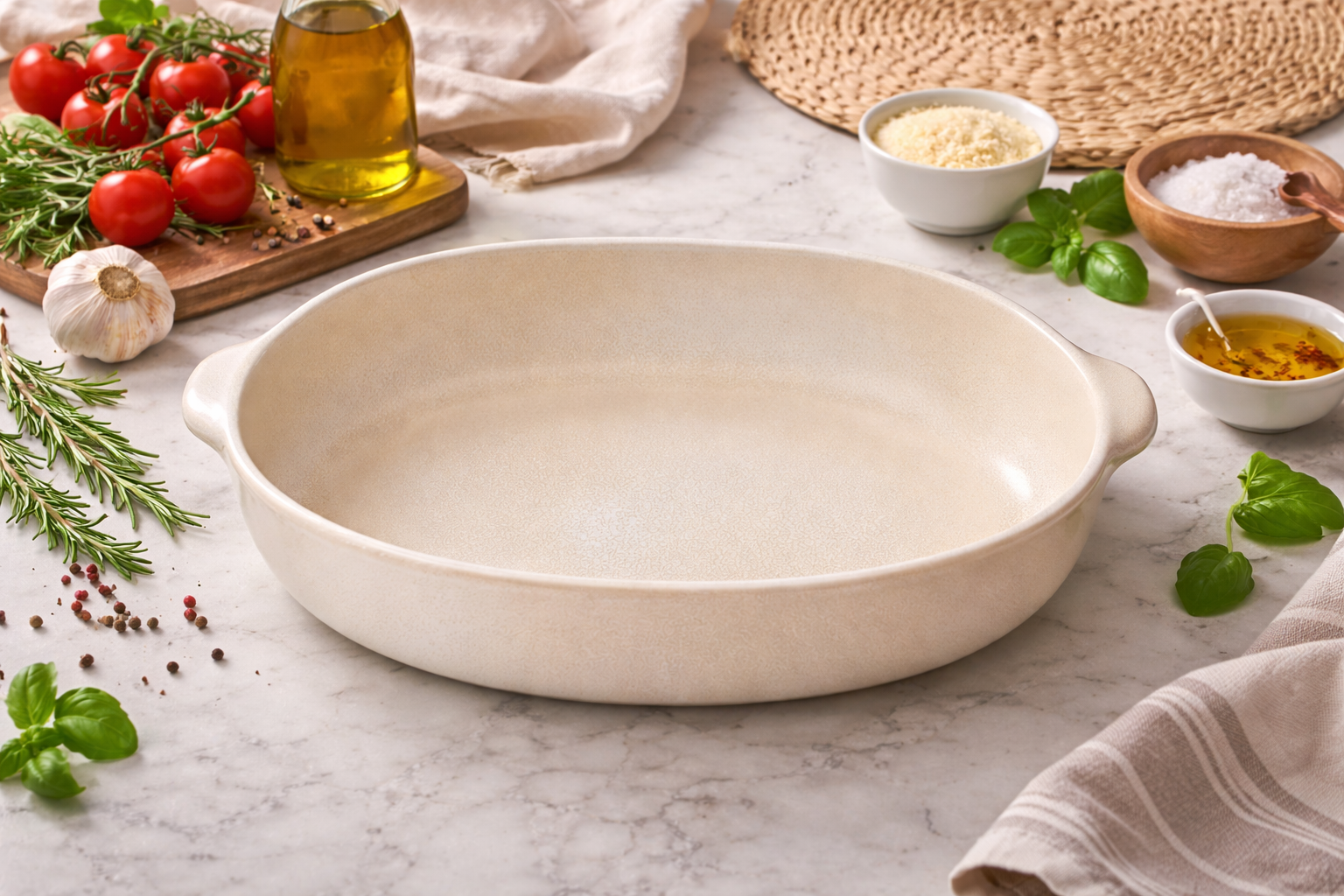 Pirofila Ovale con 2 Manici 44x30 cm in Ceramica