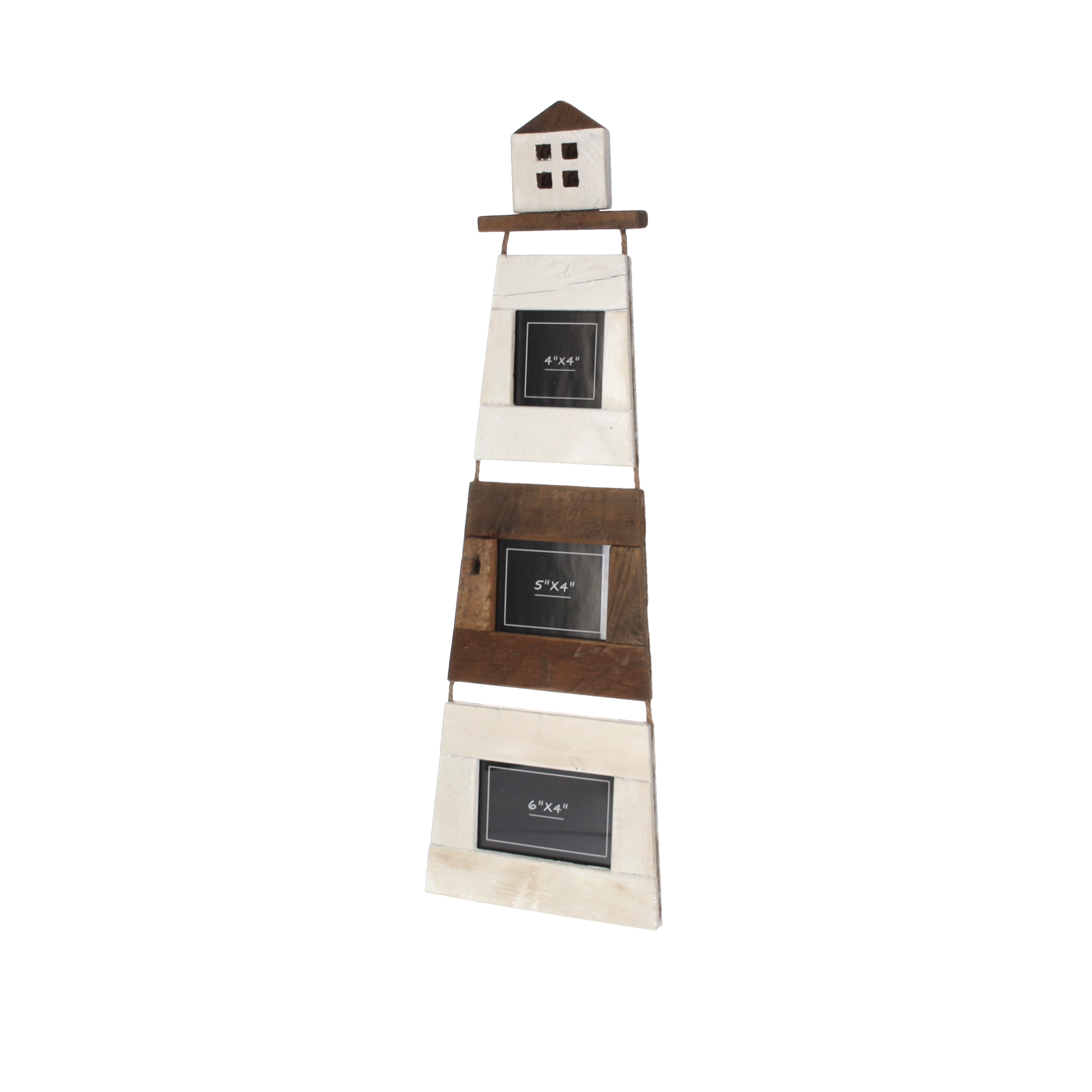 Set 3 portafoto legno faro 23x3x74 cm decorativo