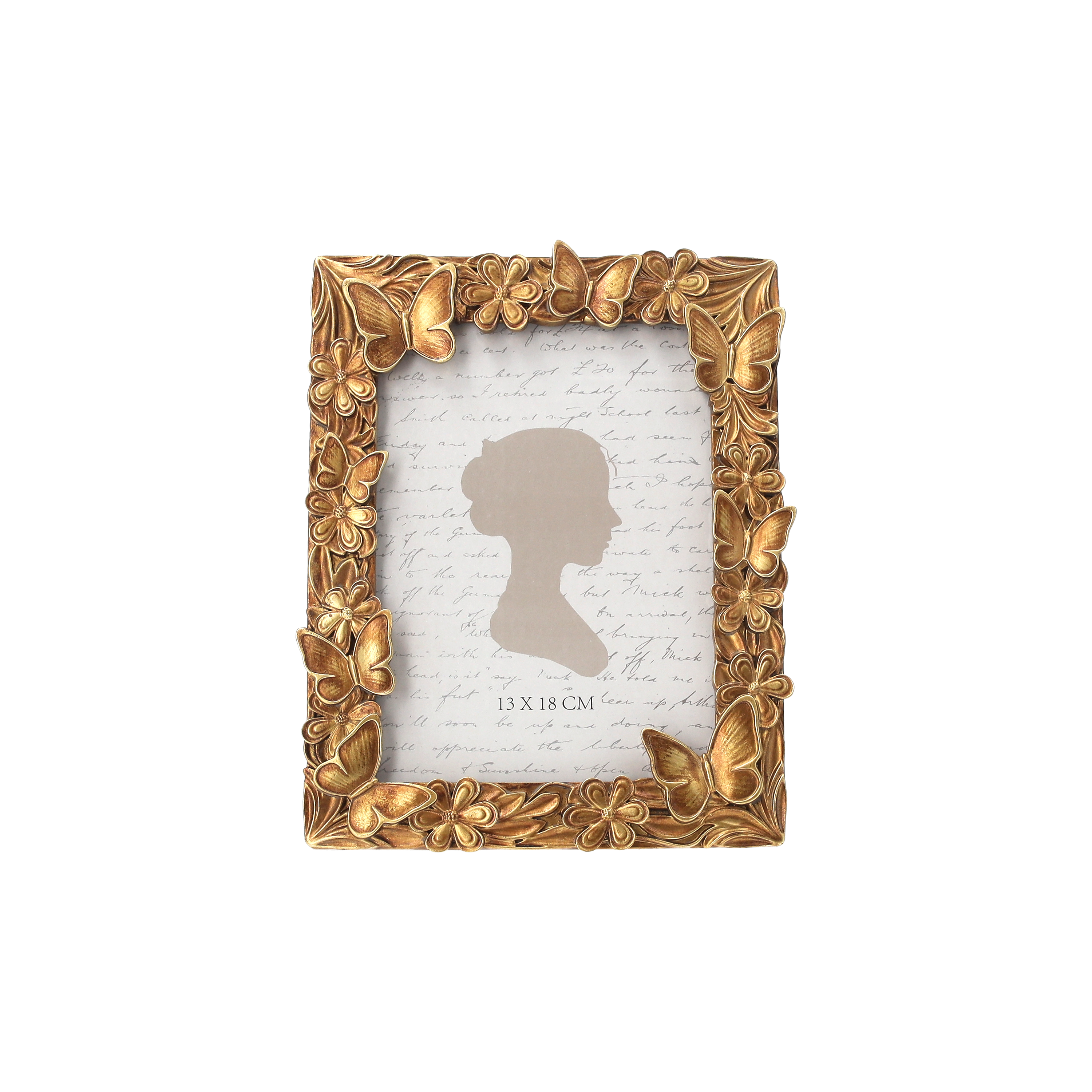 Portafoto resina gold farfalle 17x24 cm