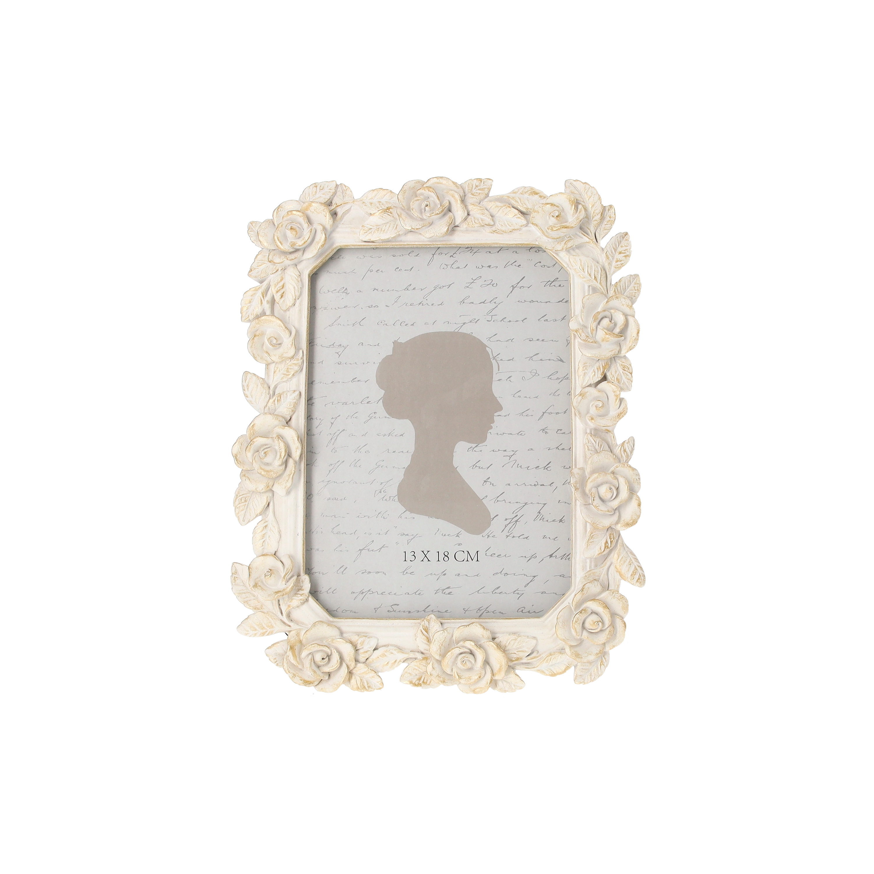 Portafoto resina bianco gold roselline 19x24 cm