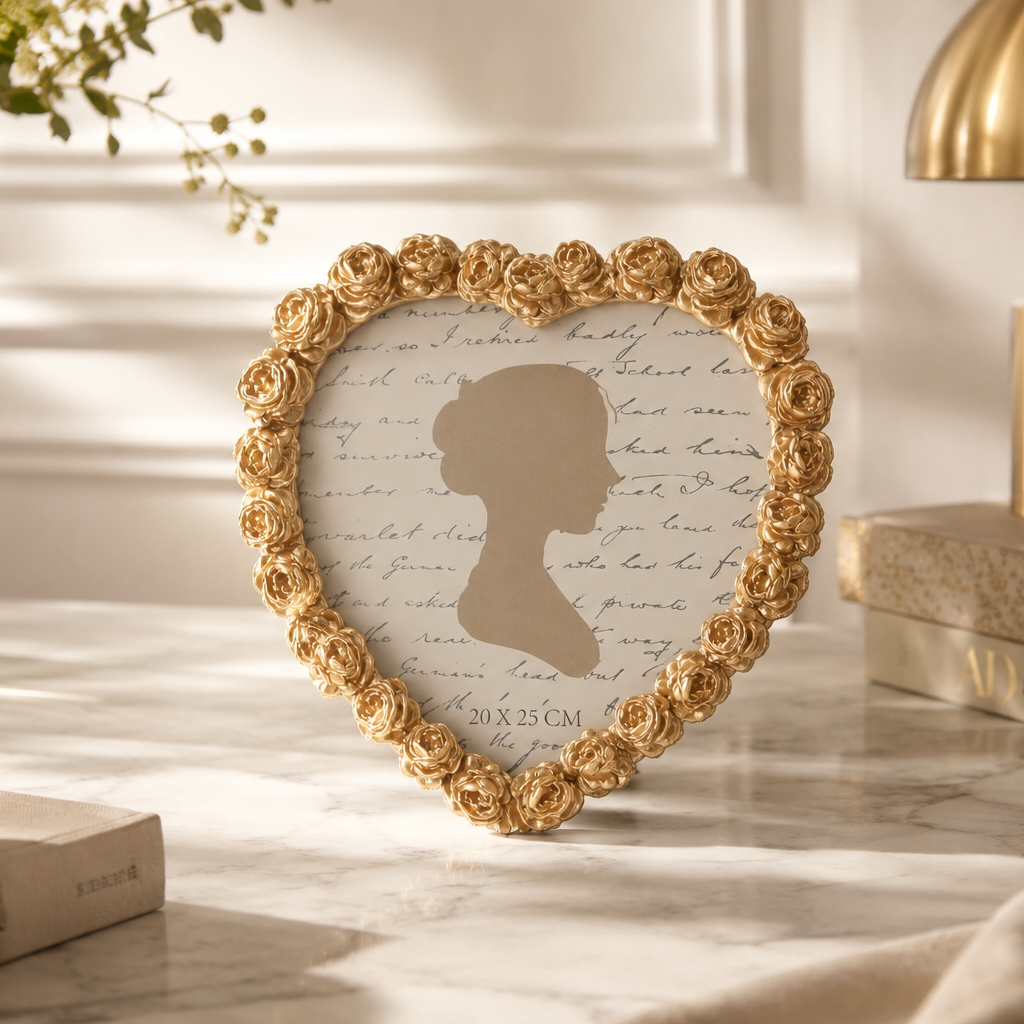 Portafoto resina gold cuore 23x24 cm decorativo