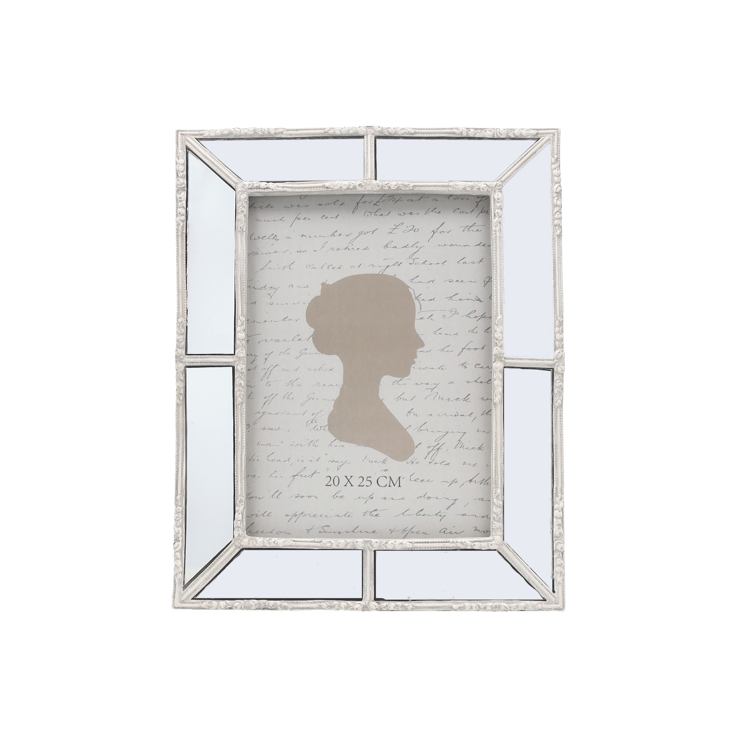 Portafoto resina specchi bianco grigio 24x19 cm