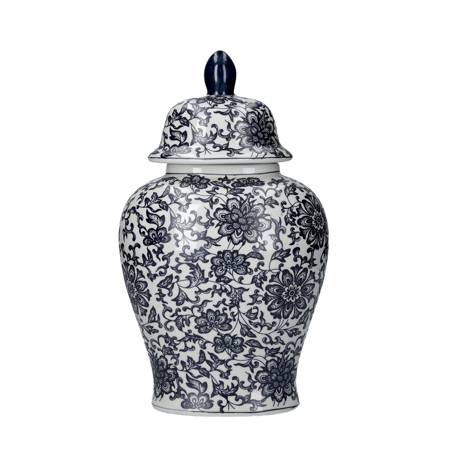 Potiche ovale fiori in ceramica h 38x21x14 cm con tappo