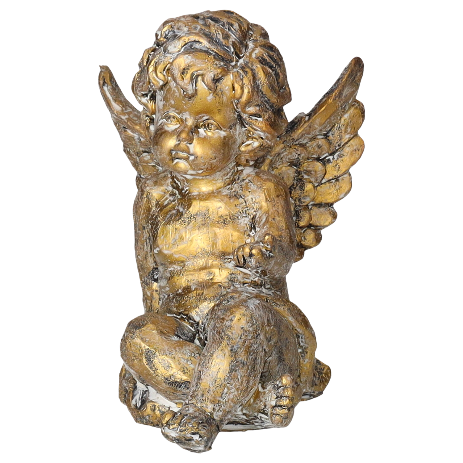 Putto decorativo resina oro 13x16x15h