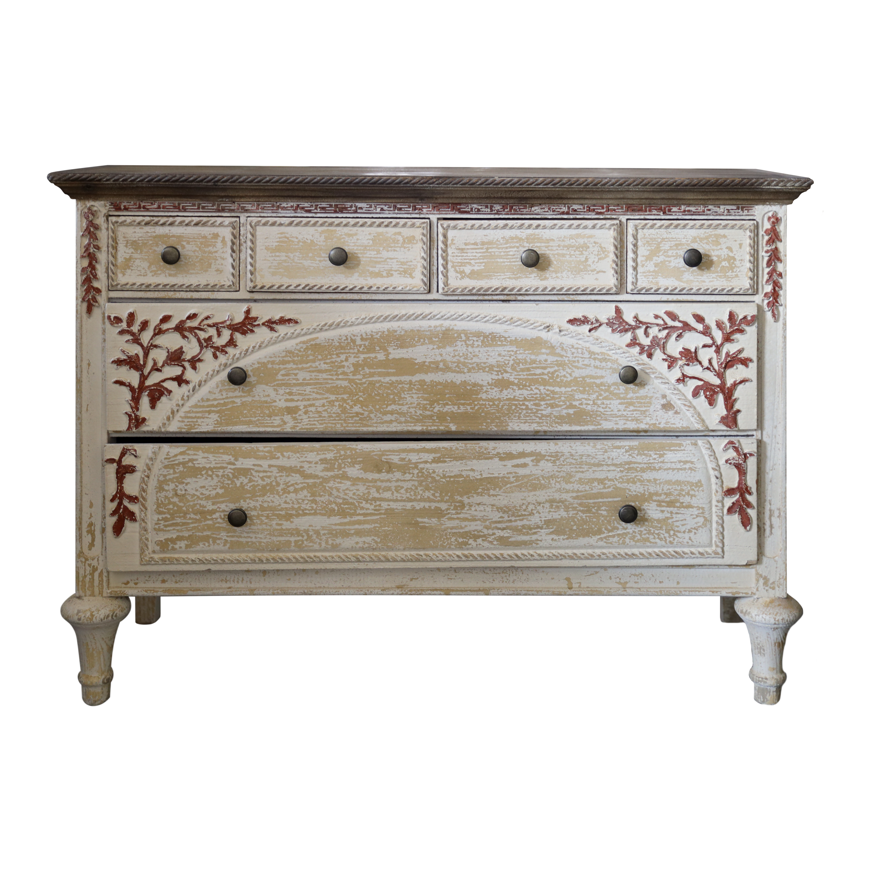 Mobile 6 cassetti con fregio rosso 108 x 38 x 79 h cm