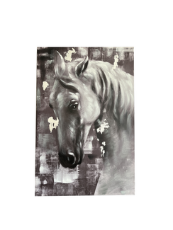 Quadro decorativo con cavallo grigio nero effetto moderno (120x80 cm)