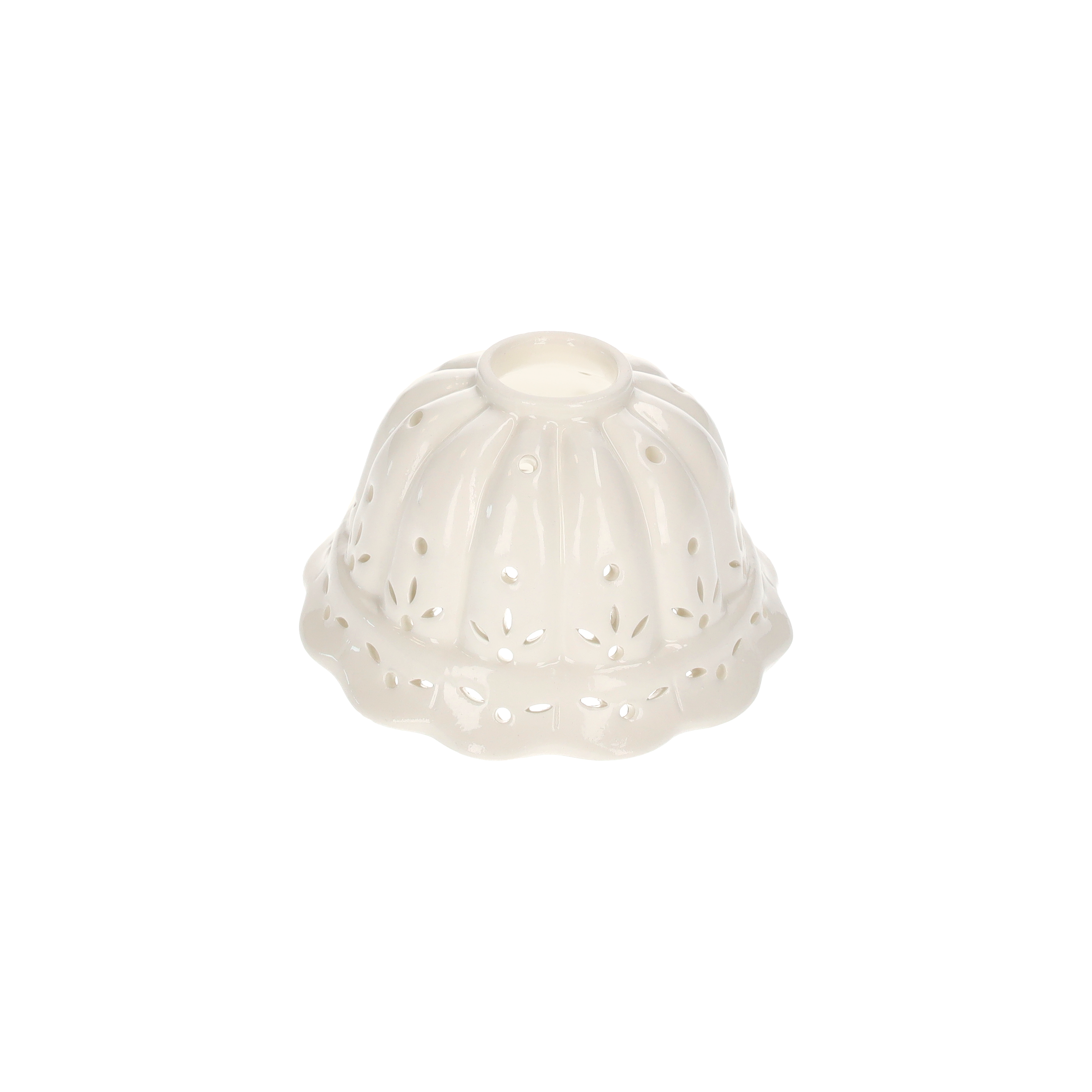 Cupola smerlata traforo d 14 cm in ceramica paralume