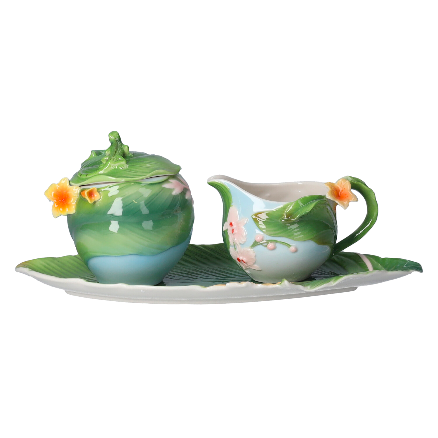 Set zuccheriera e lattiera campanule gialle e verde