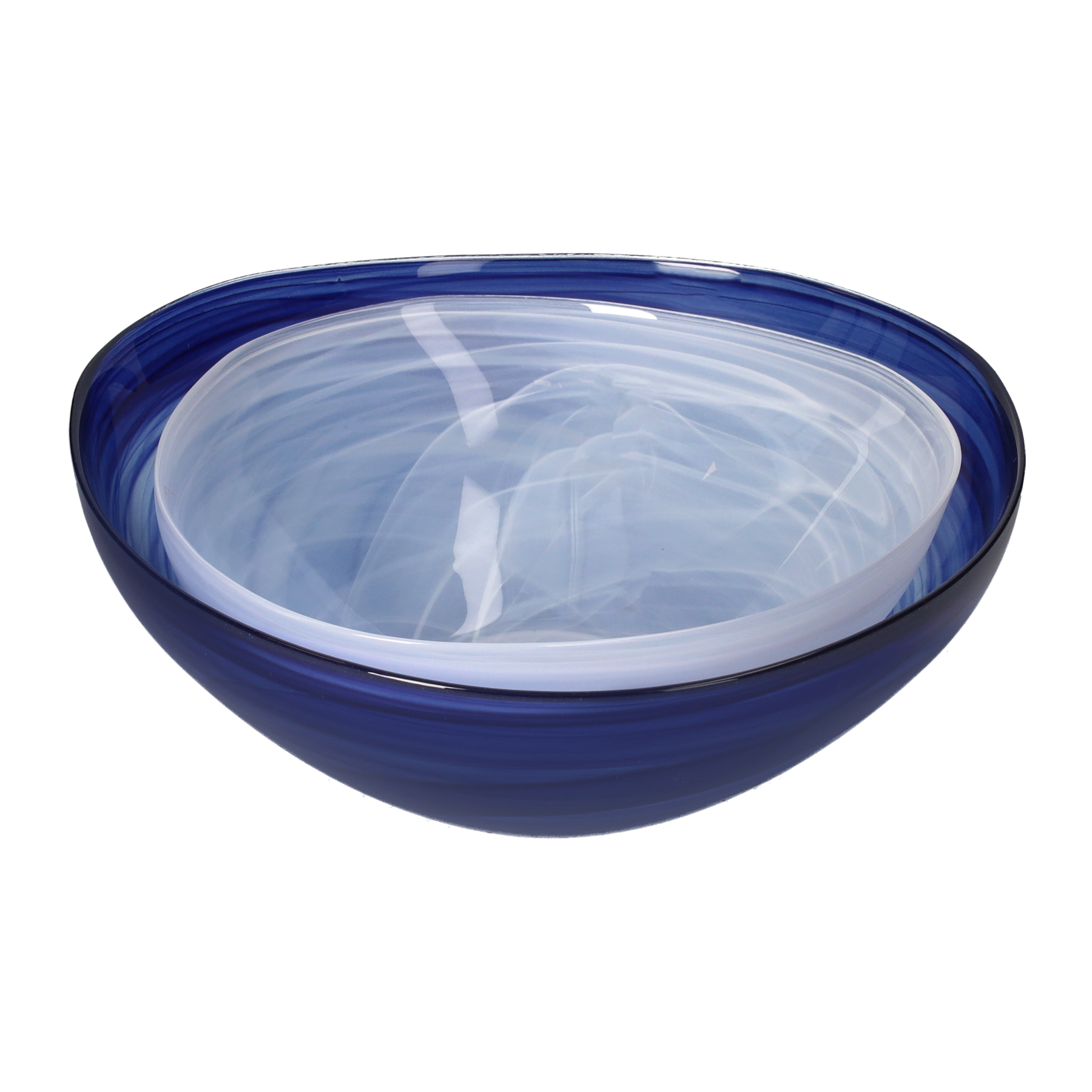 Set bowl blu/bco alabastro d 30-26 h 12-10 cm