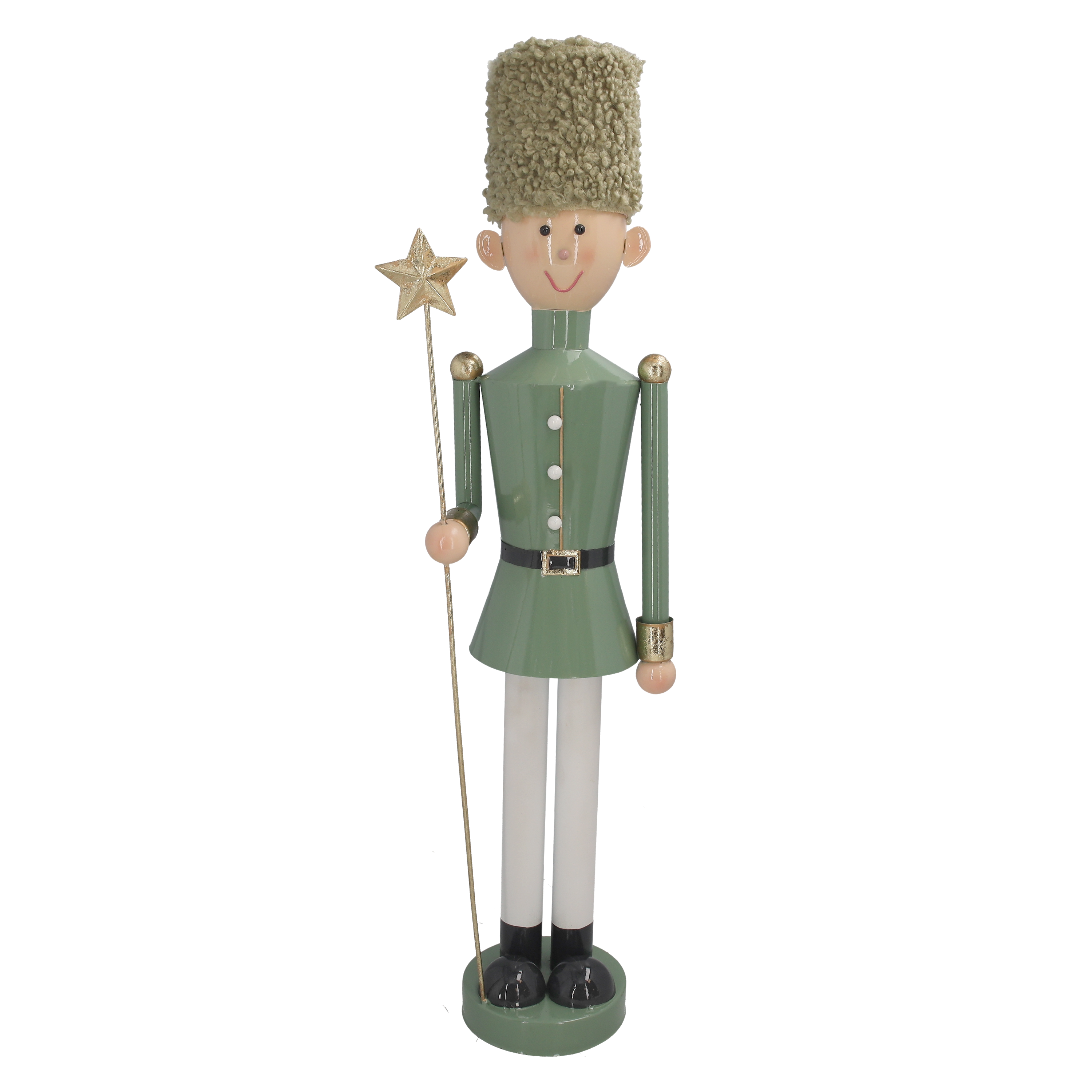 Soldatino con stella in latta verde h 60 x Ø 15 cm