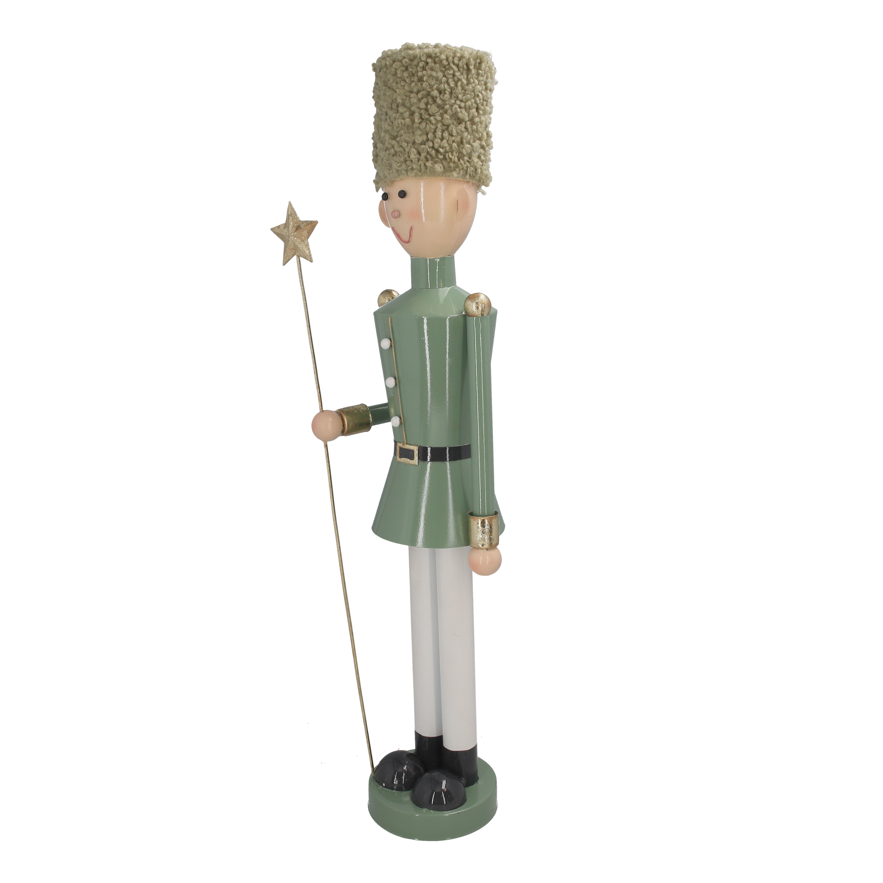 Soldatino con stella in latta verde h 60 x Ø 15 cm