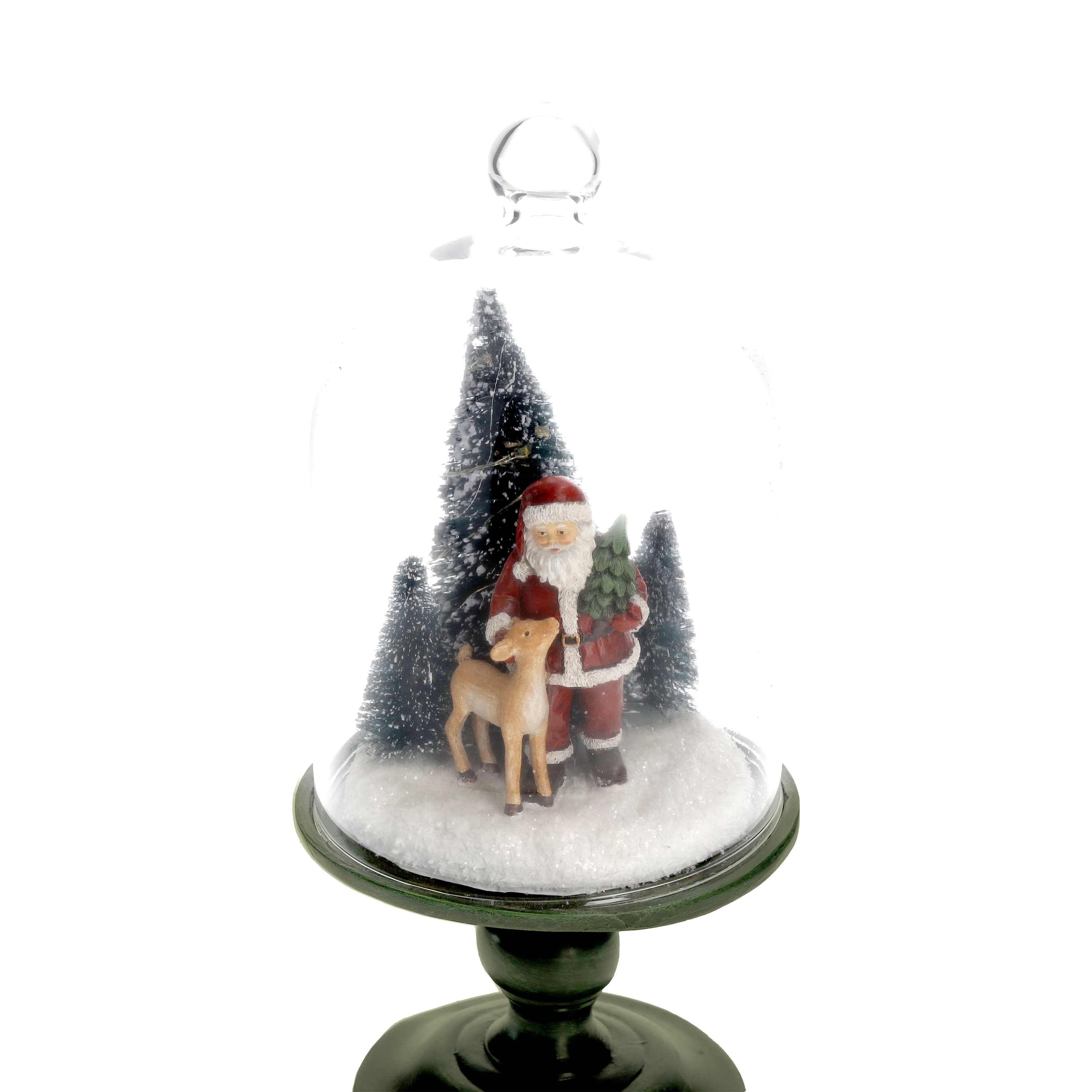 Teca con Babbo Natale LED in vetro Ø 15 x 30 h cm