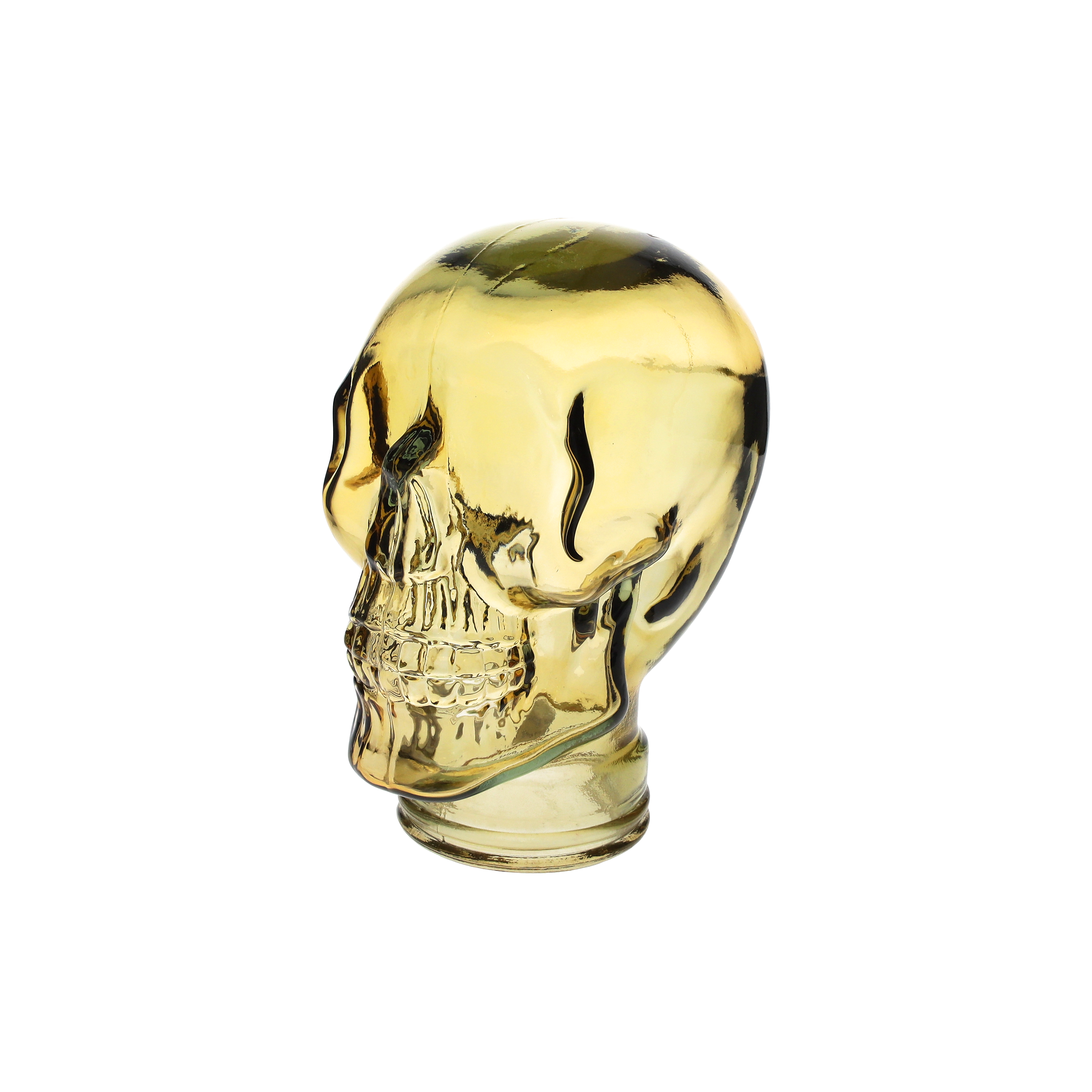Teschio decorativo giallo in vetro h 27 x 19 x 15 cm
