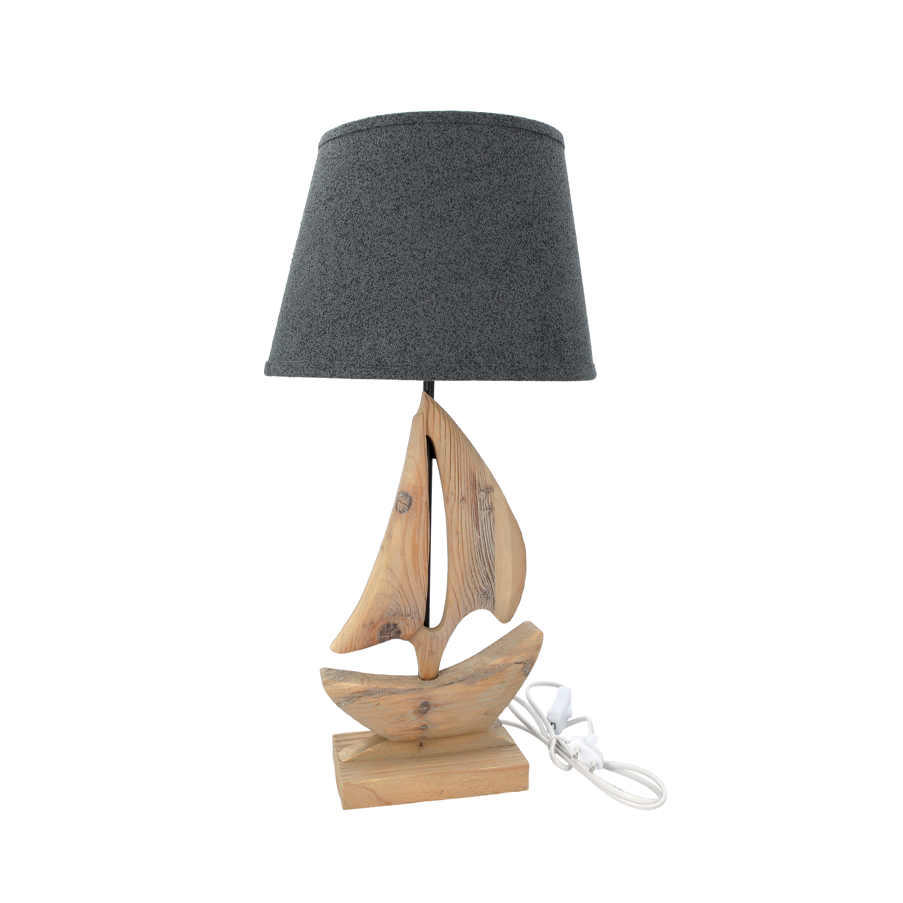 Lampada barchetta con paralume color antracite h 58 d 28 cm