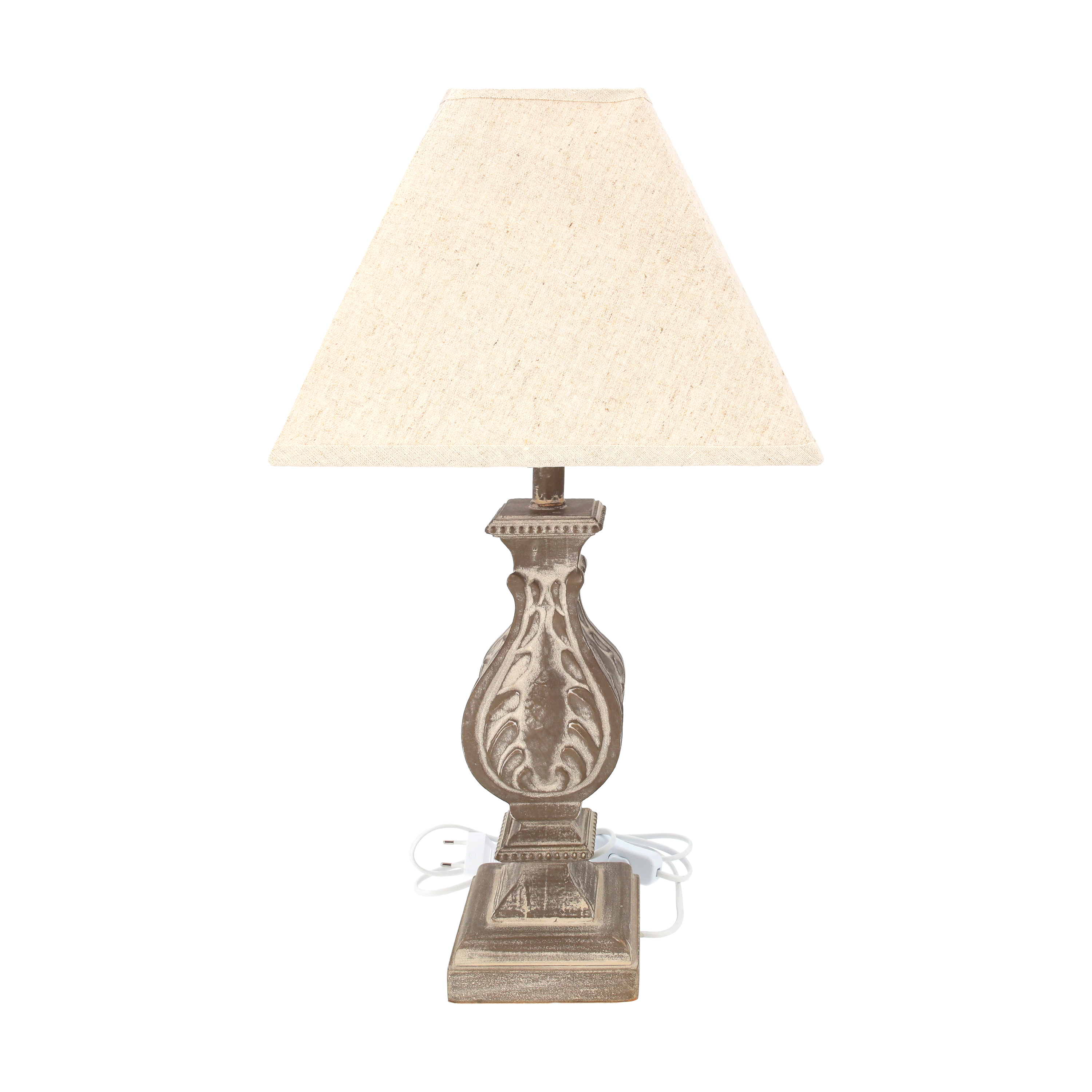 Lampada barocco con paralume h 58x30x30 cm in resina e stoffa