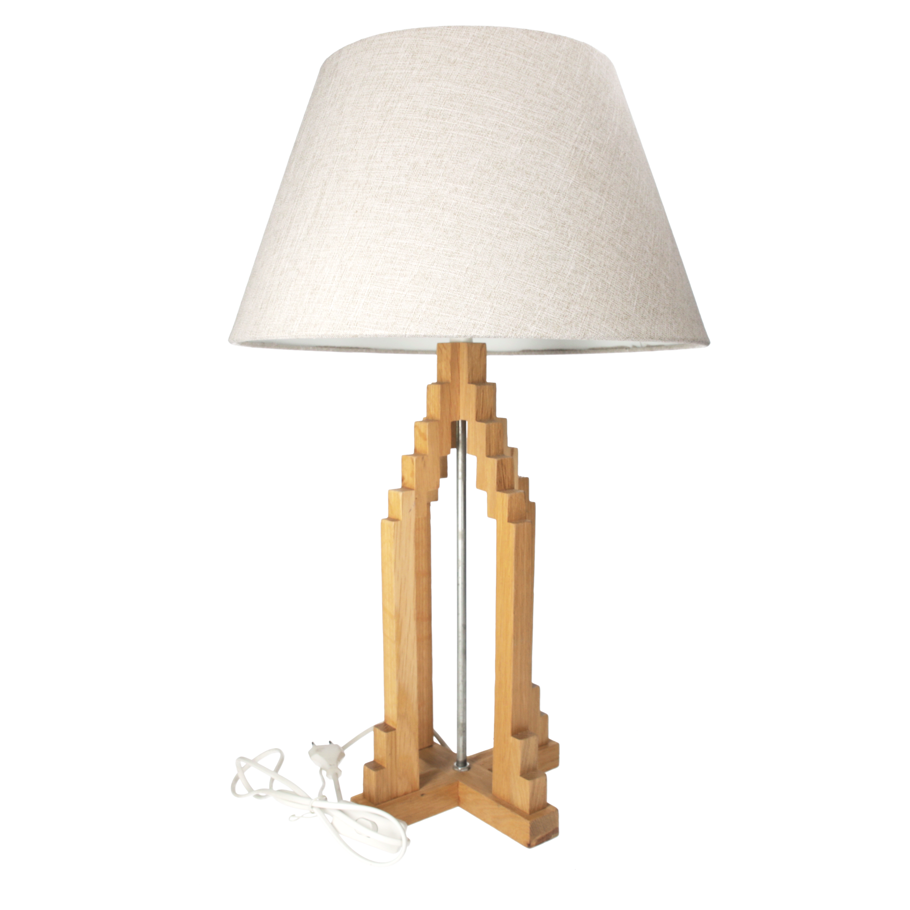 Lampada piramide con paralume h 65 d 40 cm in legno marrone naturale
