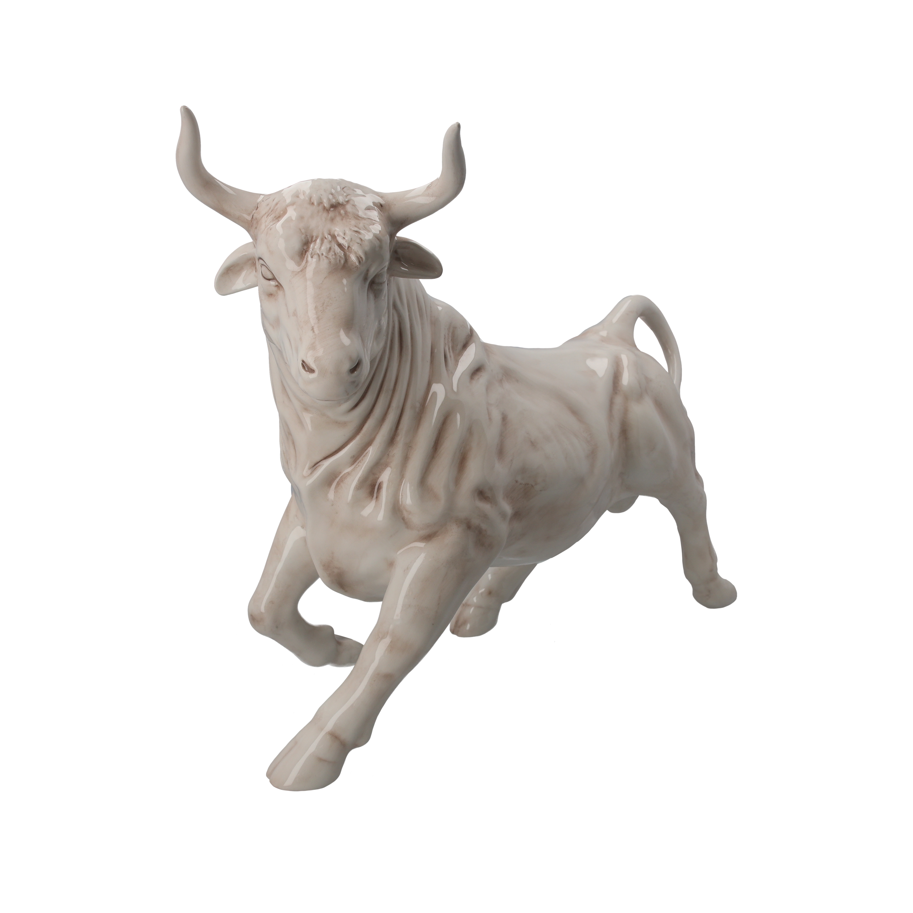 Toro bianco anticato in ceramica Made in Italy 58 x 16 x 41 h cm