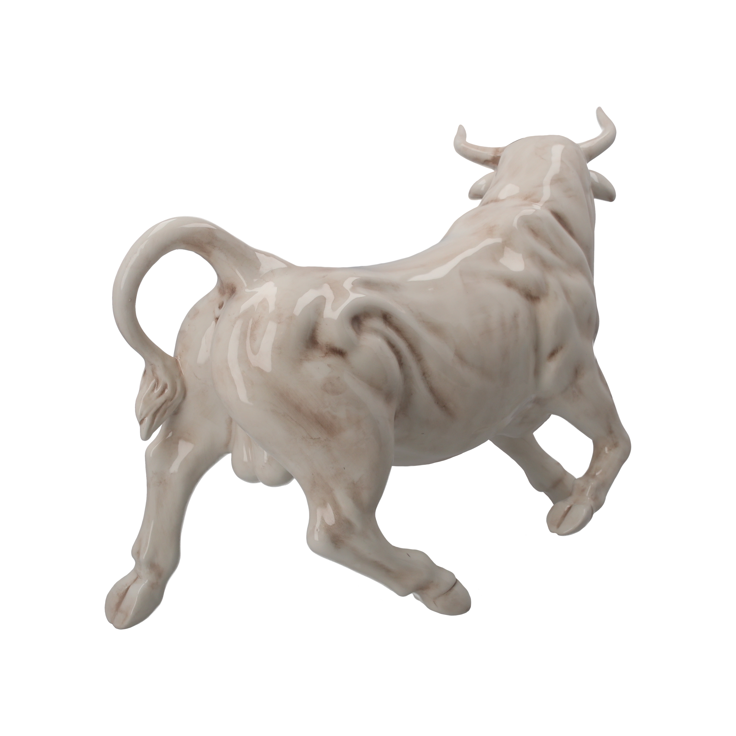 Toro bianco anticato in ceramica Made in Italy 58 x 16 x 41 h cm