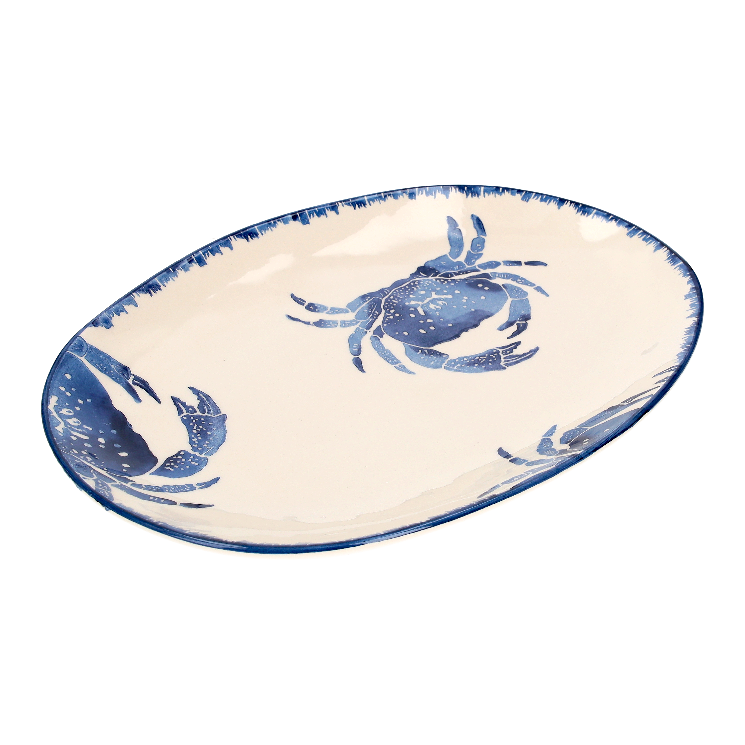 Vassoio ovale da portata in ceramica decoro granchio