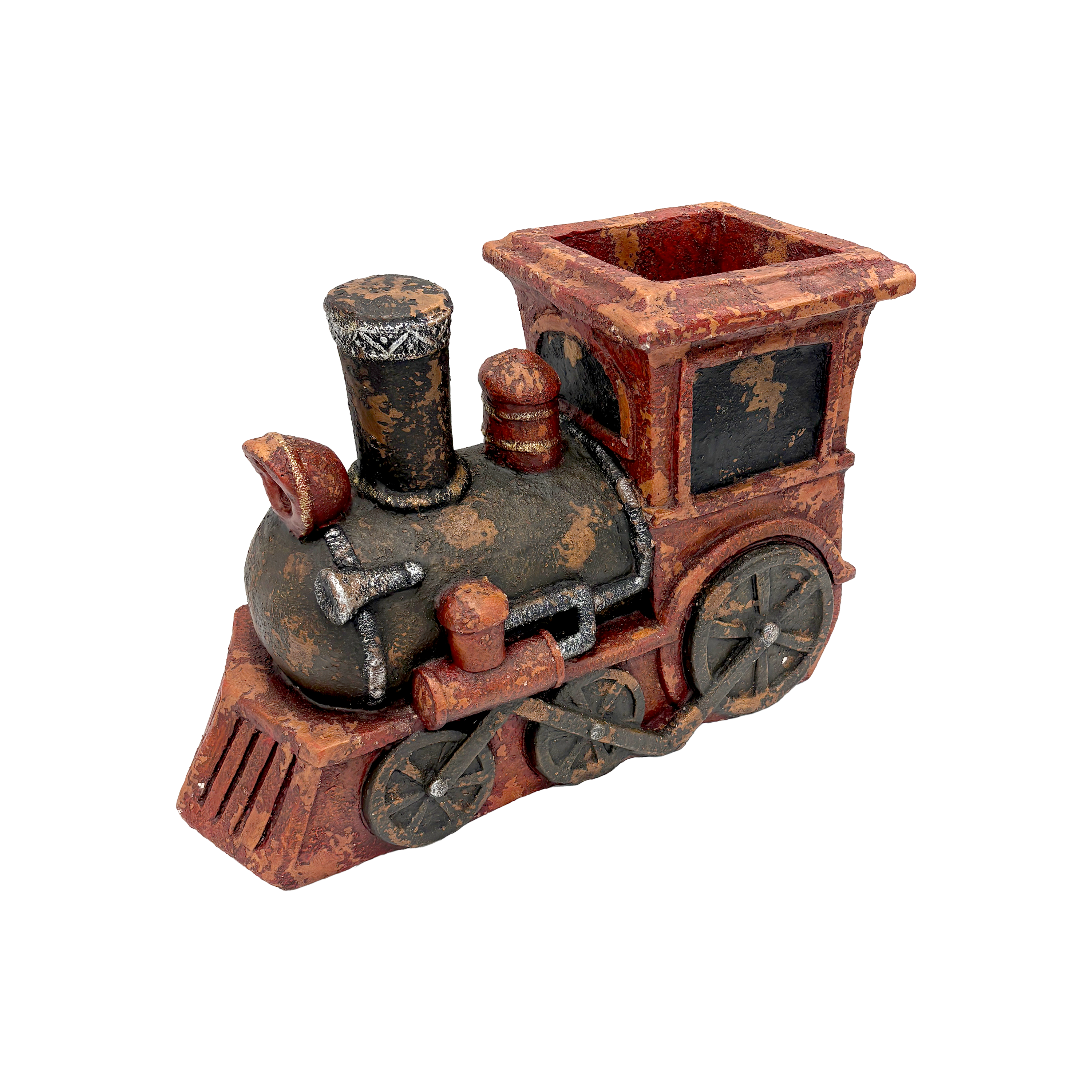 Trenino red h 52x70x30 cm in resina porta piante/oggetti natalizio