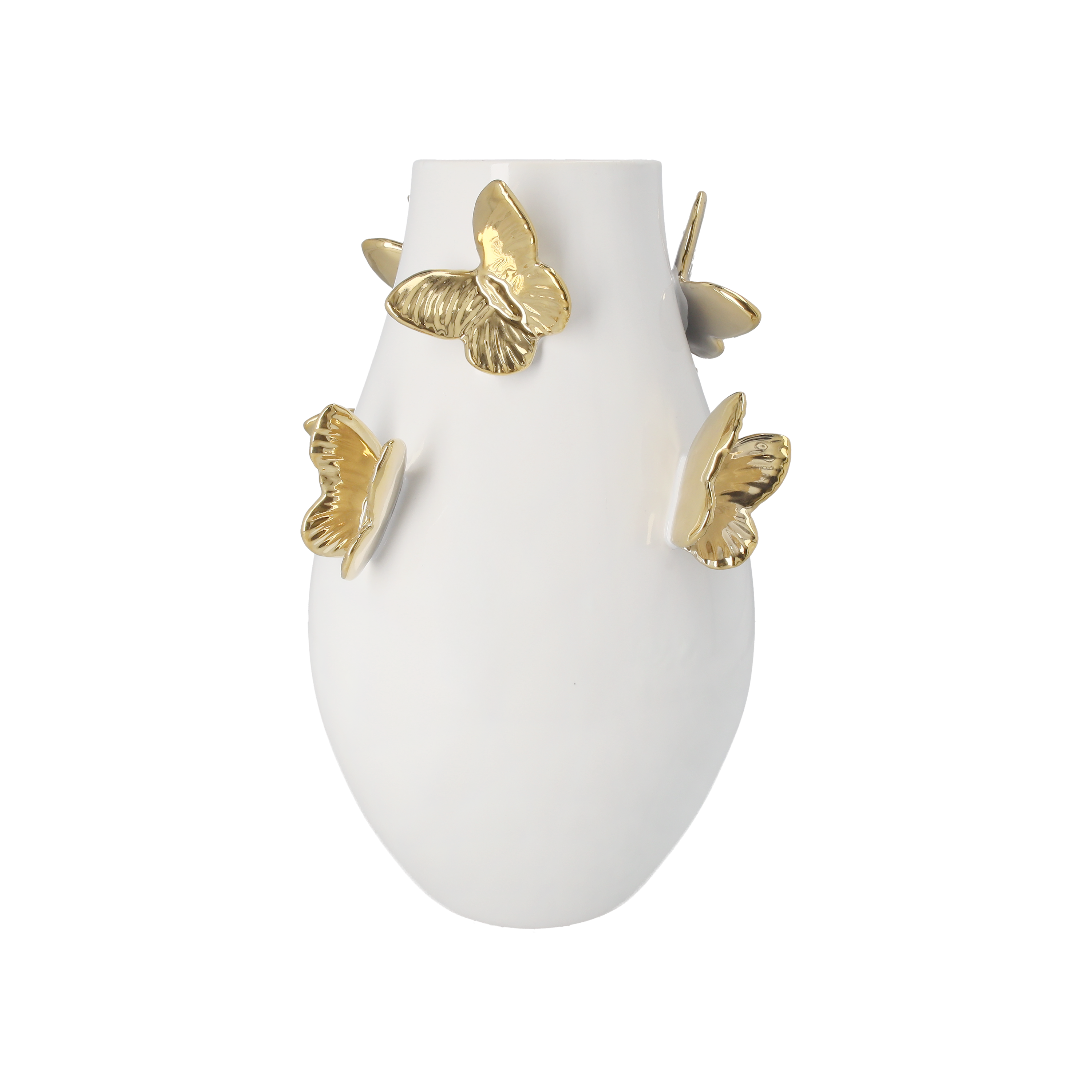Vaso bianco farfalle gold h 34x24 cm in ceramica
