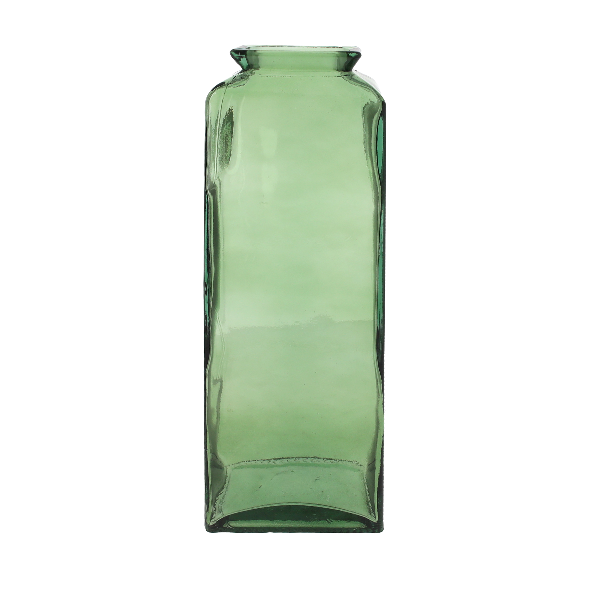 Vaso rettangolare verde trasparente in vetro h 45x14 cm