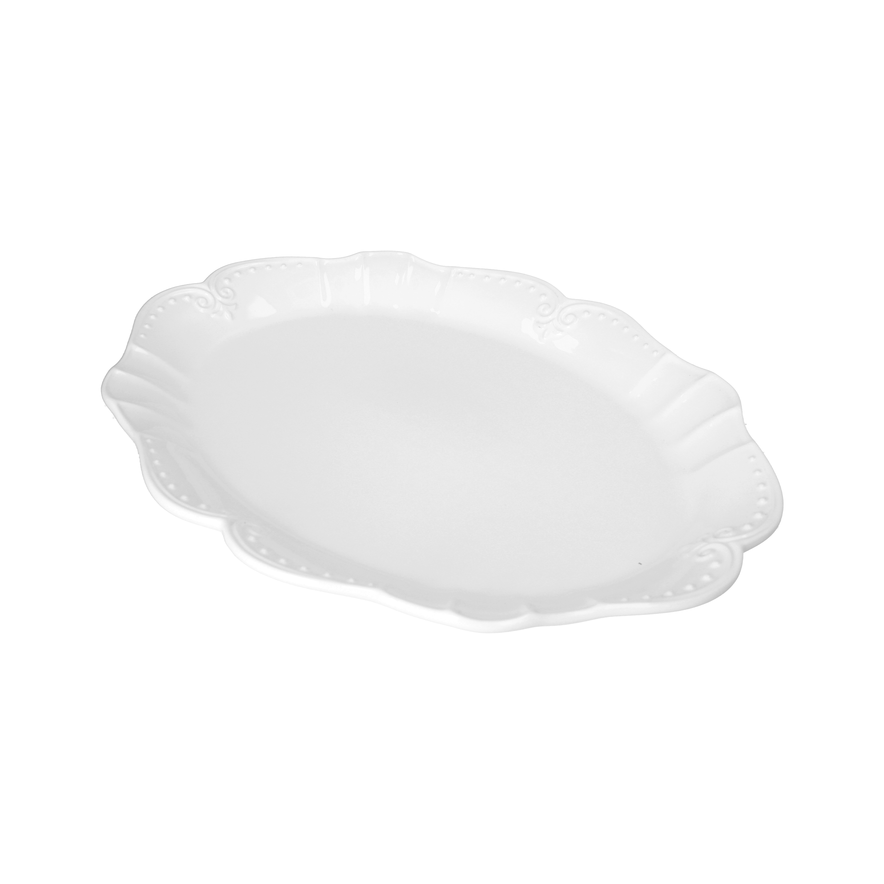 Vassoio Portata Grande Bianco 48x37 cm in Ceramica