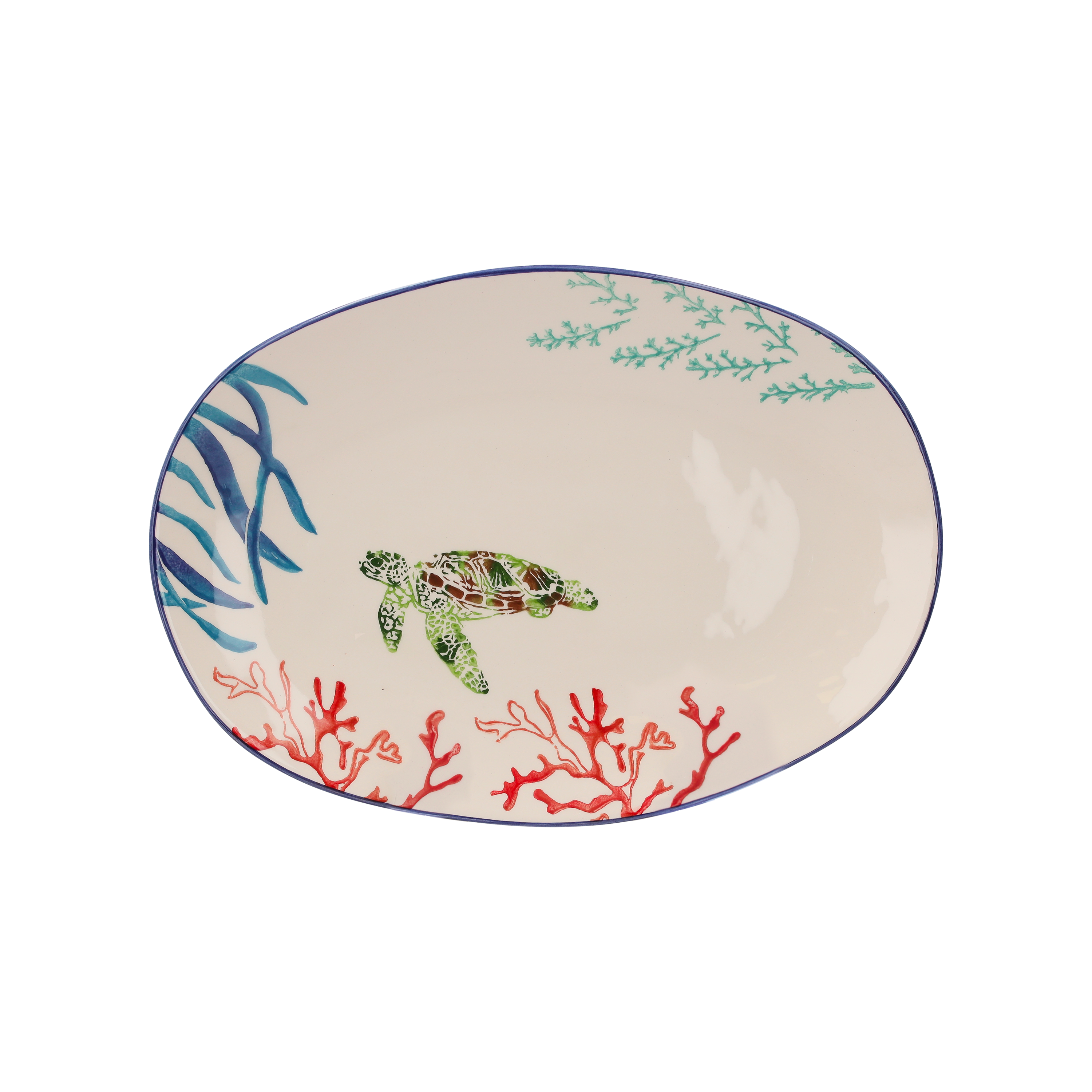 Vassoio ovale in ceramica tartaruga 36x26x4 cm